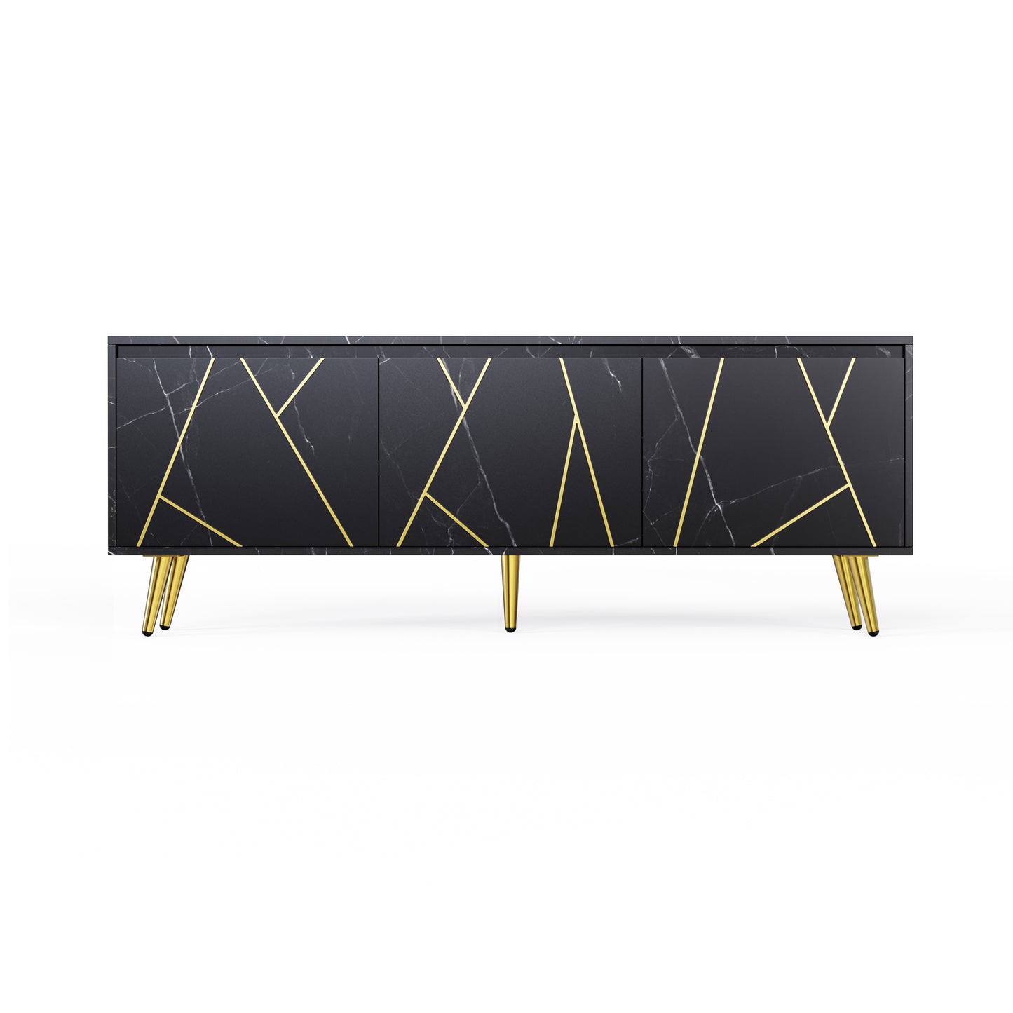Modern TV Stand for 65" TV, Media Console Table, Entertainment Center with Large Storage Cabinet - Stylish and Functional Furniture for Living Room or Bedroom, Black