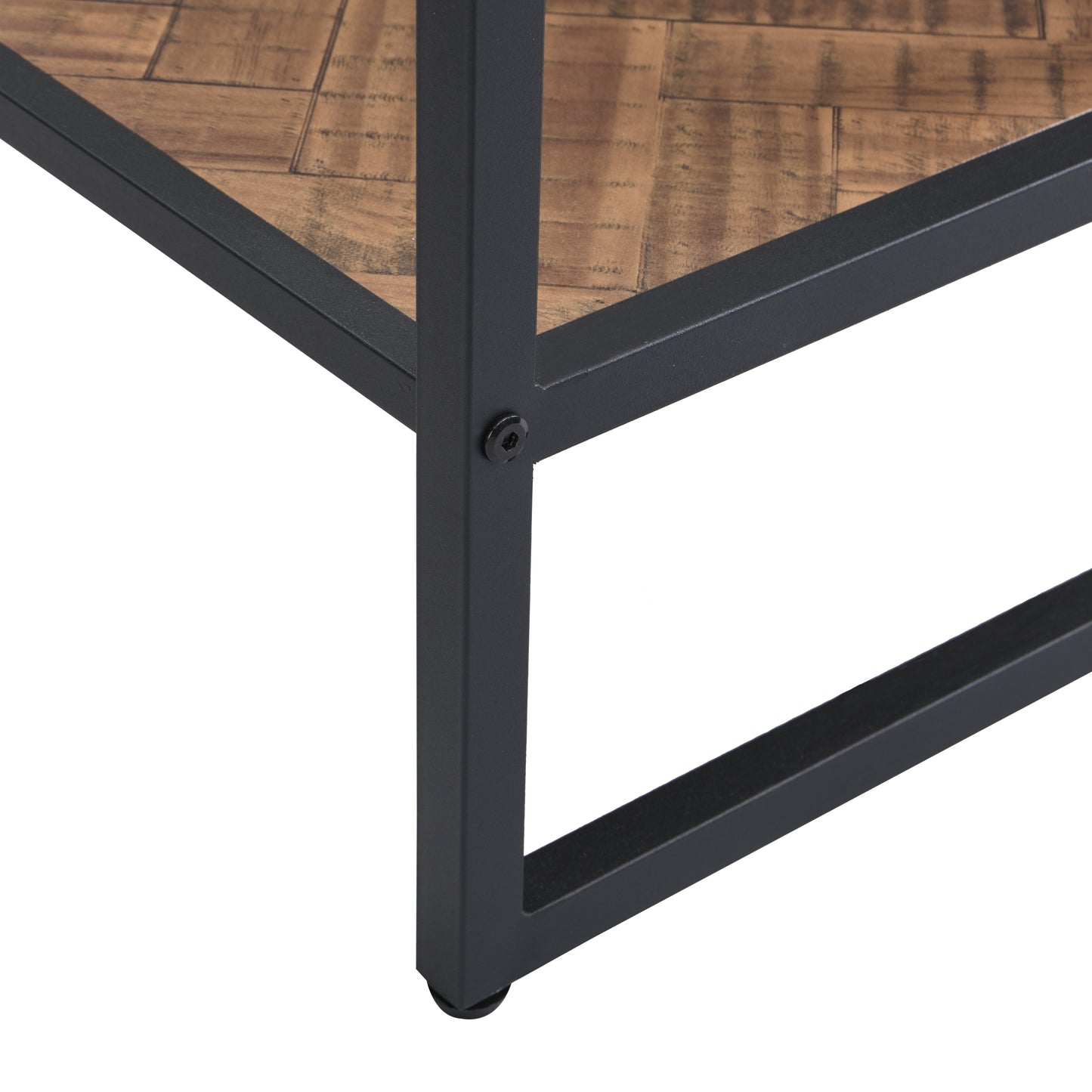 Black Side Table, End Table with Storage Shelf, Tempered Glass Coffee Table with Metal Frame for Living Room & Bedroom, Modern Design Furniture