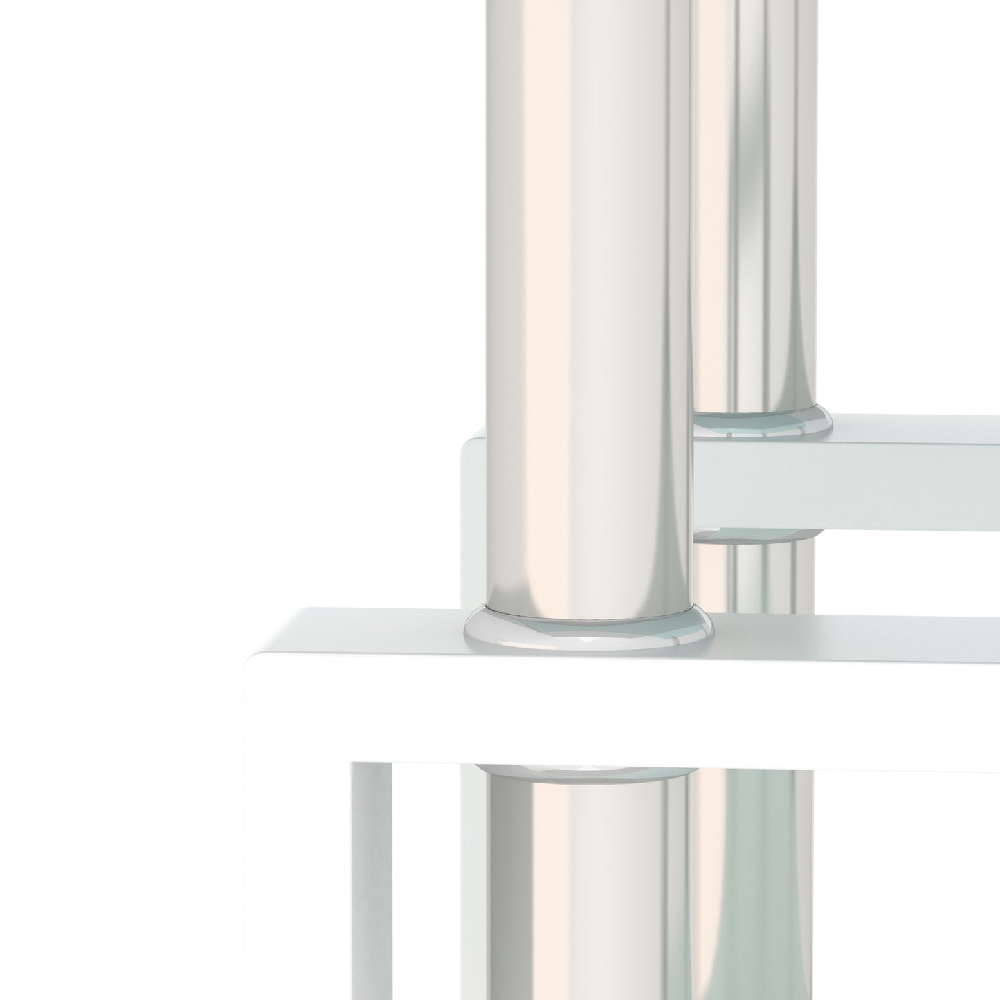 Square Tempered Glass Tea Table Coffee Table End Table Set, Modern and Transparent/White Design for Living Room