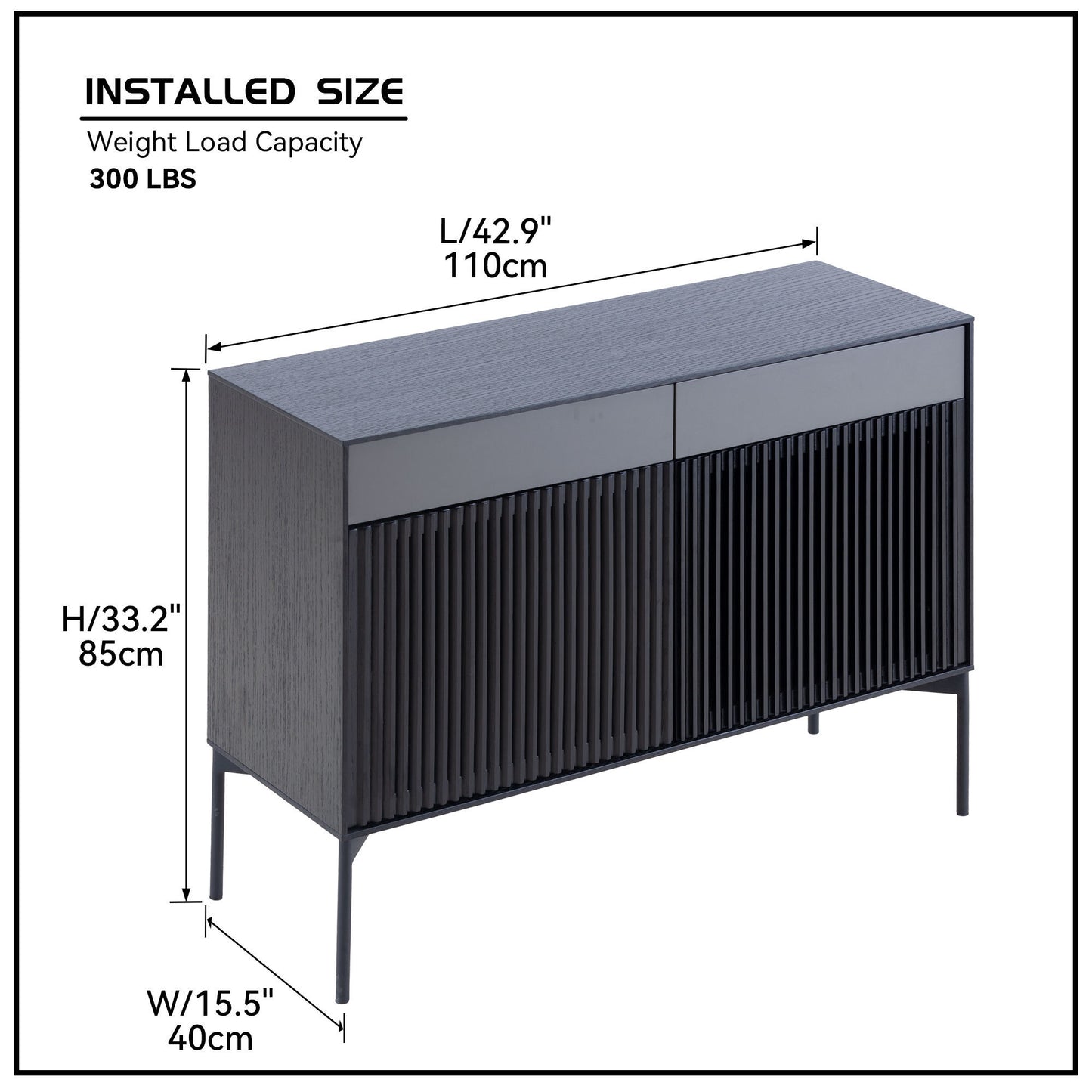 Mid Century Sideboard Cabinet Buffet Table with 2 Drawers and Doors for Kitchen Storage, Coffee Bar, Dining Room, Livingroom - Multiple Colors & Sizes Available