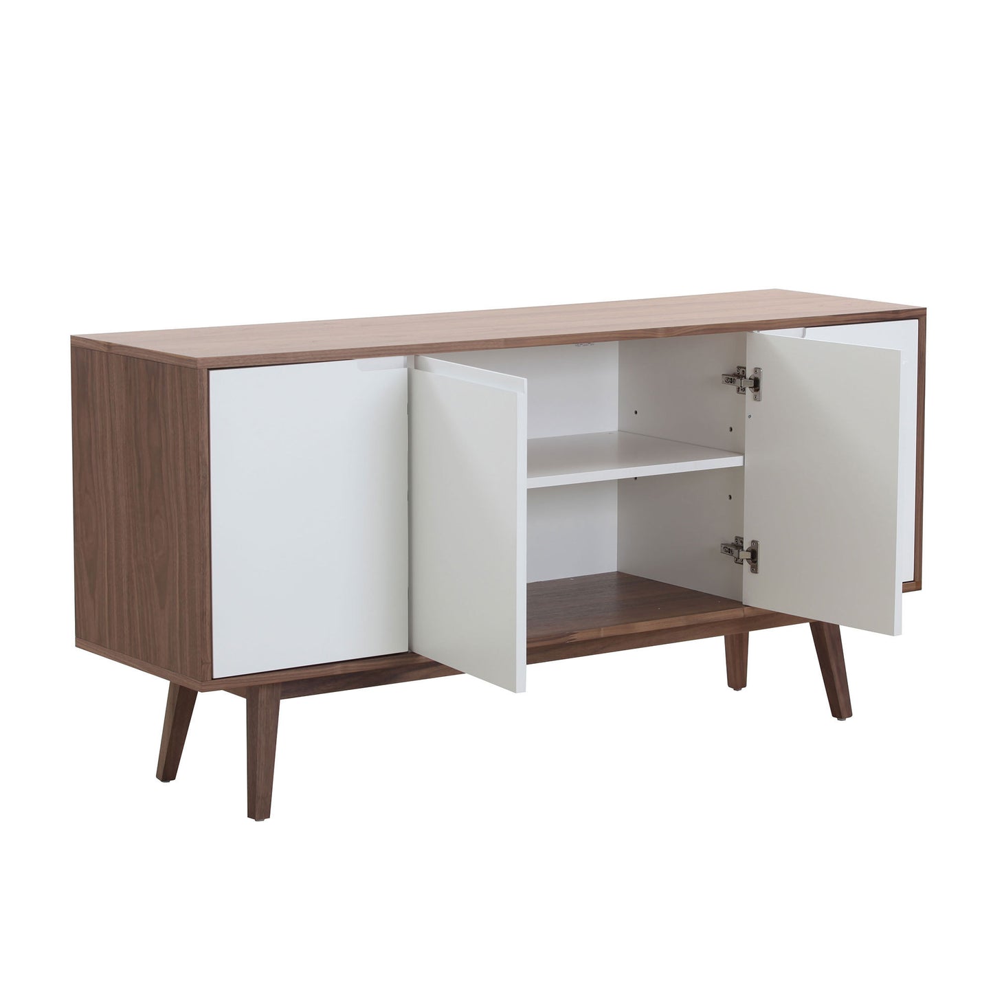 Modern Sideboard with 4 Door, Buffet Cabinet, Storage Cabinet, Anti-Topple Design, Large Countertop Walnut