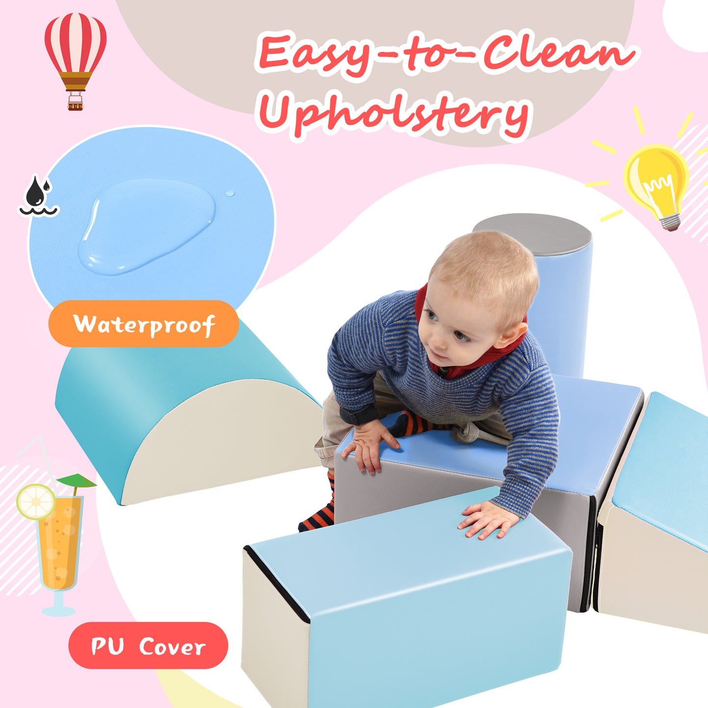 Soft Climb and Crawl Foam Playset: Safe Foam Nugget Shapes Block for Infants, Toddlers, Preschools. Indoor Active Stacking Play Structure for Crawling and Climbing.