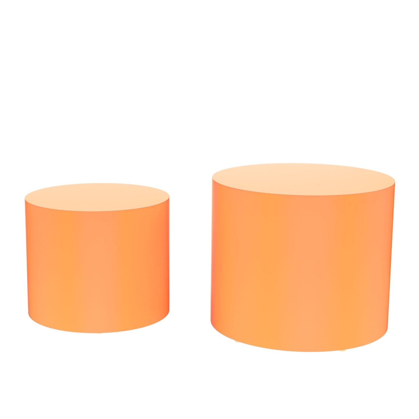 MDF Nesting Tables Set of 2: Vibrant Orange Round Side Table - Stylish Furniture for Modern Spaces