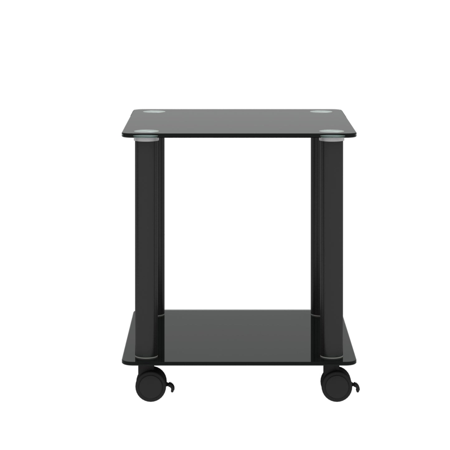 2-Piece Black Side Table: 2-Tier Space End Table, Modern Night Stand with Storage Shelve