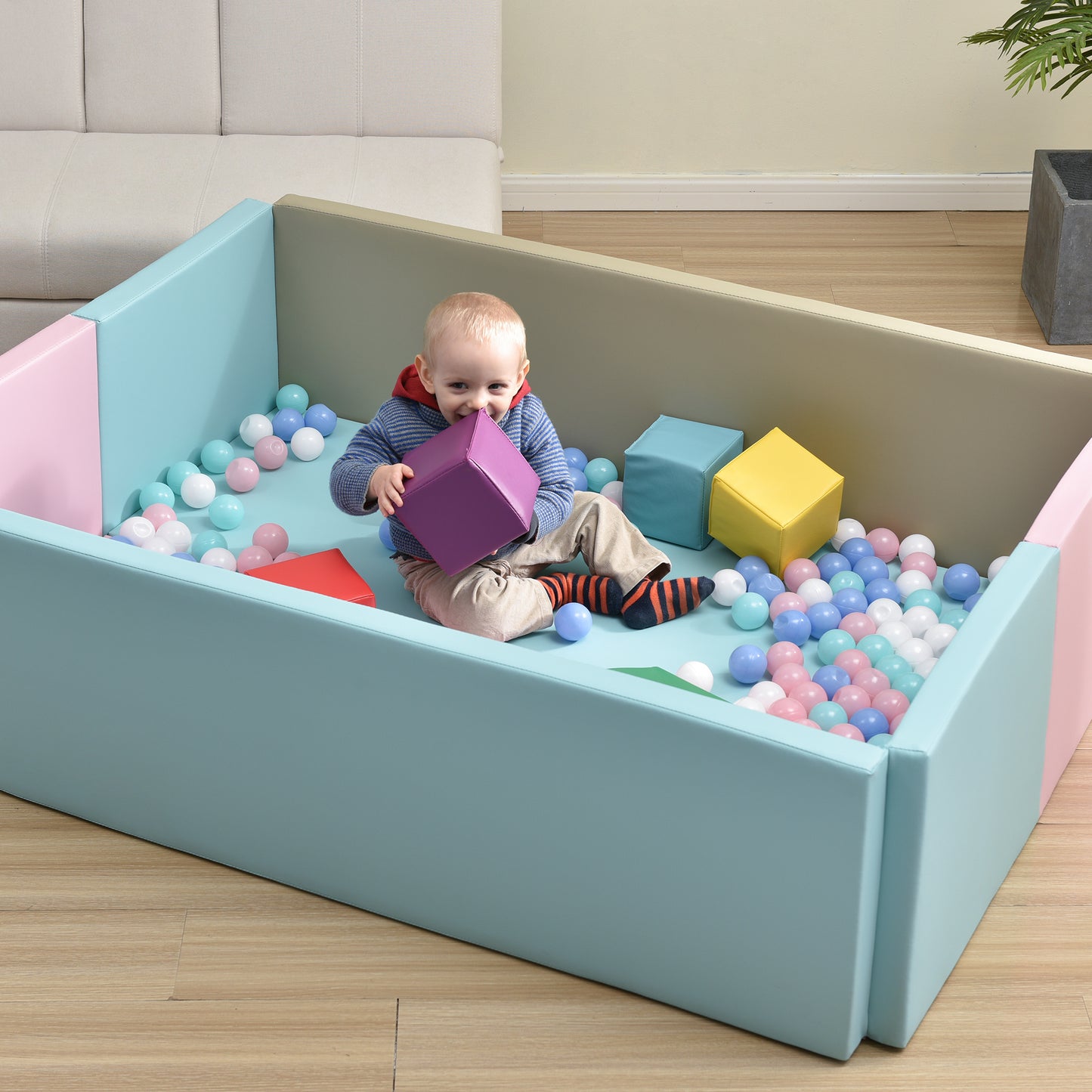 Soft Foam Ball Pit for Toddlers Crawling, Indoor Toy Kids Ball Pool Playpen, Foldable & Portable Easy Clean Babies Soft Ball Pool, 59 x 43 inch