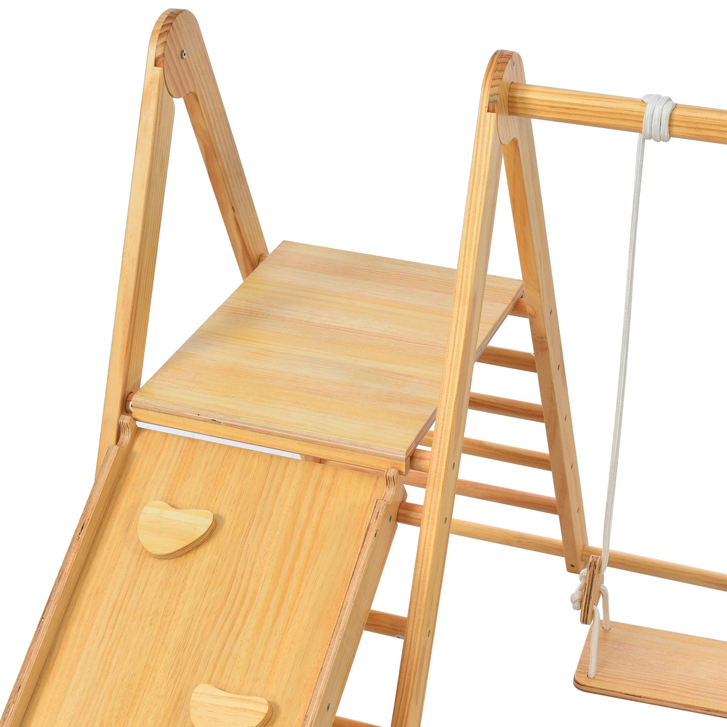 Wooden Swing and Slide Set Indoor Foldable Climbing Playground Playset for Kids, Rock Climb Ramp, Toddlers Climbing Toys