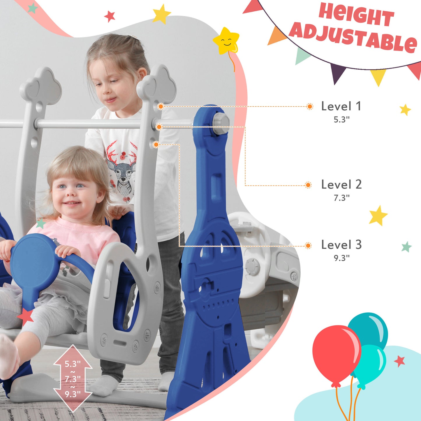 Toddler Slide and Swing Set 3 in 1: Perfect Indoor & Outdoor Kids Playground Climber Swing Playset with Basketball Hoops**