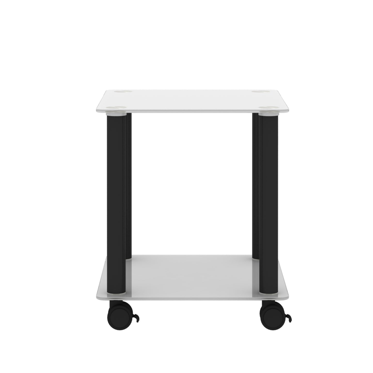1-Piece White+Black Side Table, 2-Tier Space End Table, Modern Night Stand, Sofa Table with Storage Shelf - Stylish and Functional Furniture for Living Room, Bedroom, or Office