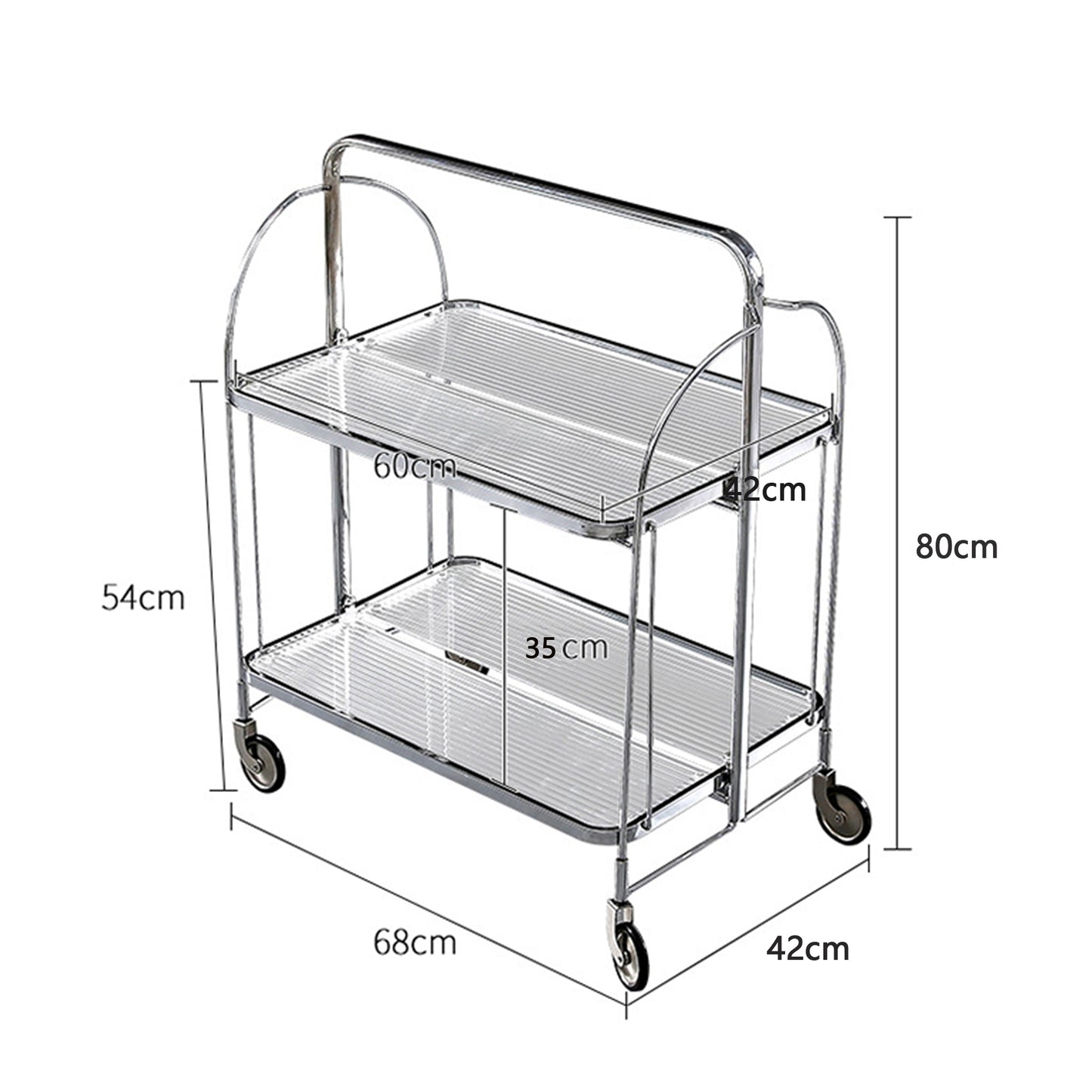 2 Tier Rolling Metal Serving Cart: Durable, Portable, and Stylish Storage Solution for Home or Office - Perfect for Hosting and Entertaining - Available in Various Sizes and Colors
