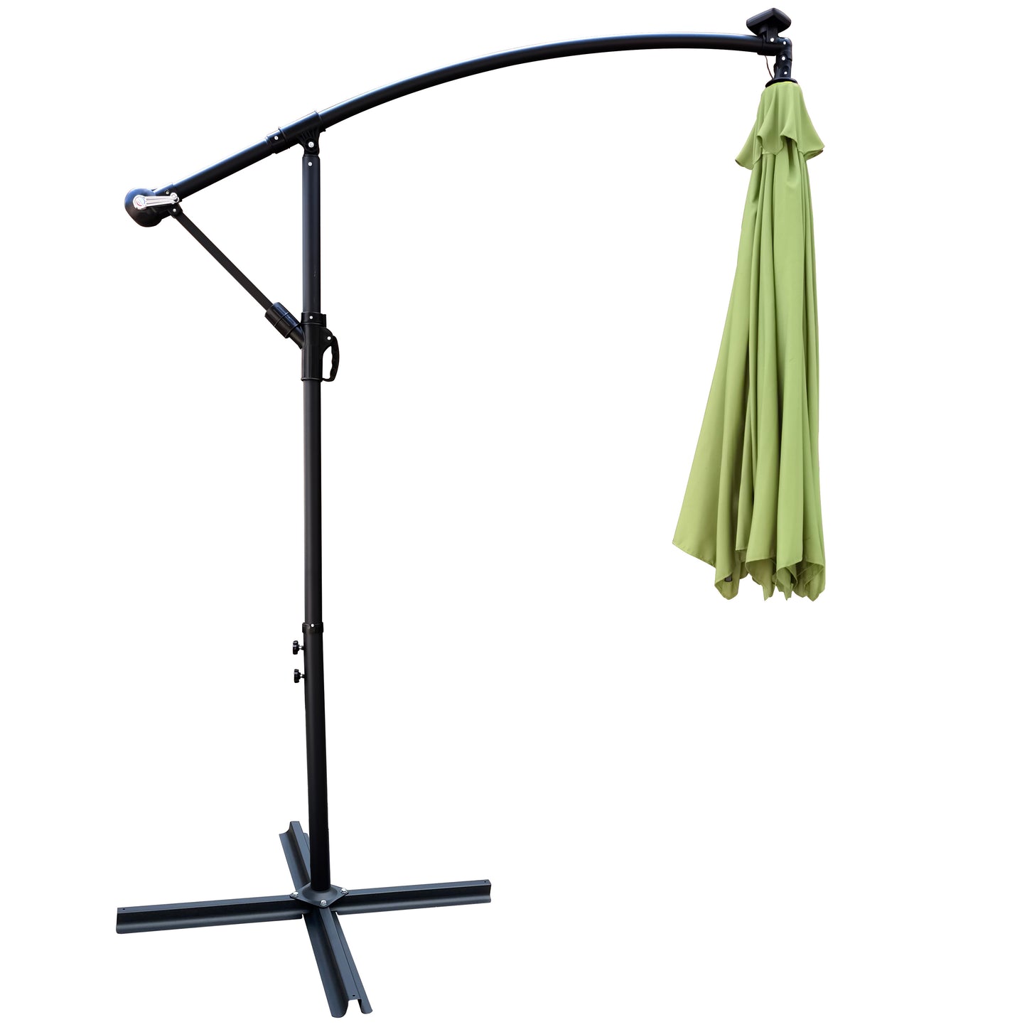 10 ft Outdoor Patio Umbrella Solar Powered LED Lighted Sun Shade Market Waterproof 8 Ribs Umbrella with Crank and Cross Base - Ideal for Garden, Deck, Backyard, Pool, and Outside Deck Swimming Pool - Various Colors & Sizes Available