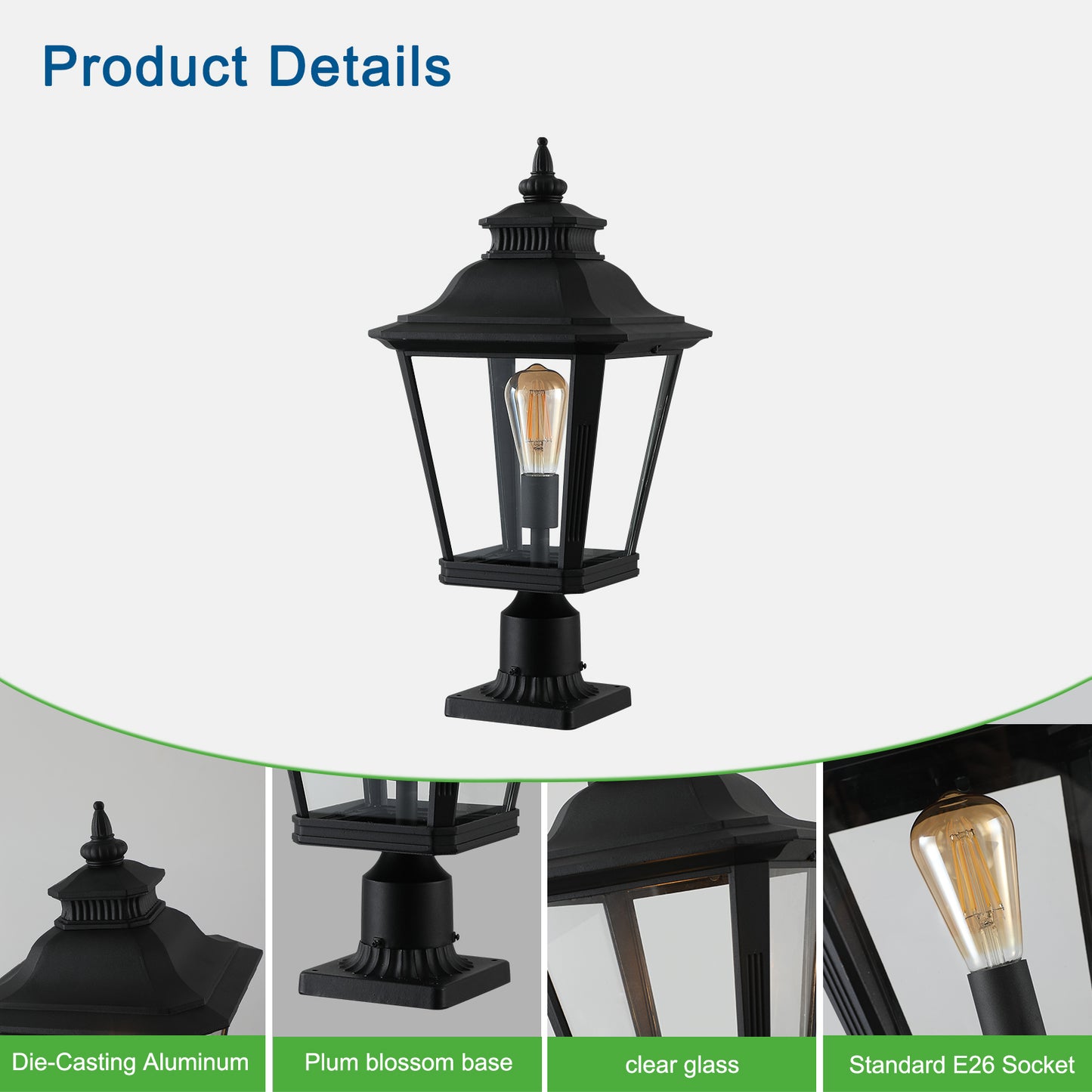 Outdoor Glass Column Headlights - Stylish and Durable Exterior Lighting Solution for Enhanced Ambiance, Perfect for Pathways, Gardens, and Patios - Available in Various Sizes and Colors