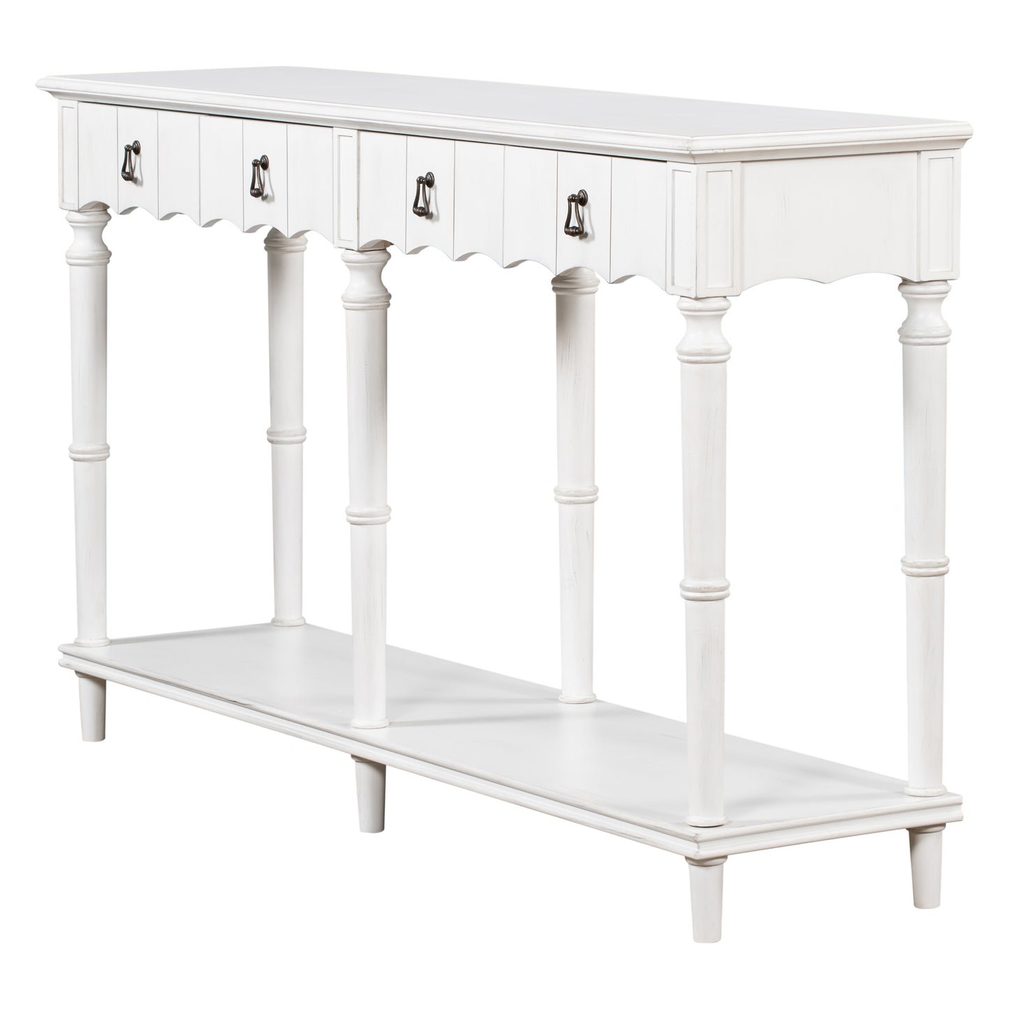 U-Style Console Table with 4 Front-Facing Storage Drawers and 1 Shelf – Ideal for Hallway, Living Room, or Bedroom – Classic Design with Ample Storage Space – Available in Various Colors and Sizes