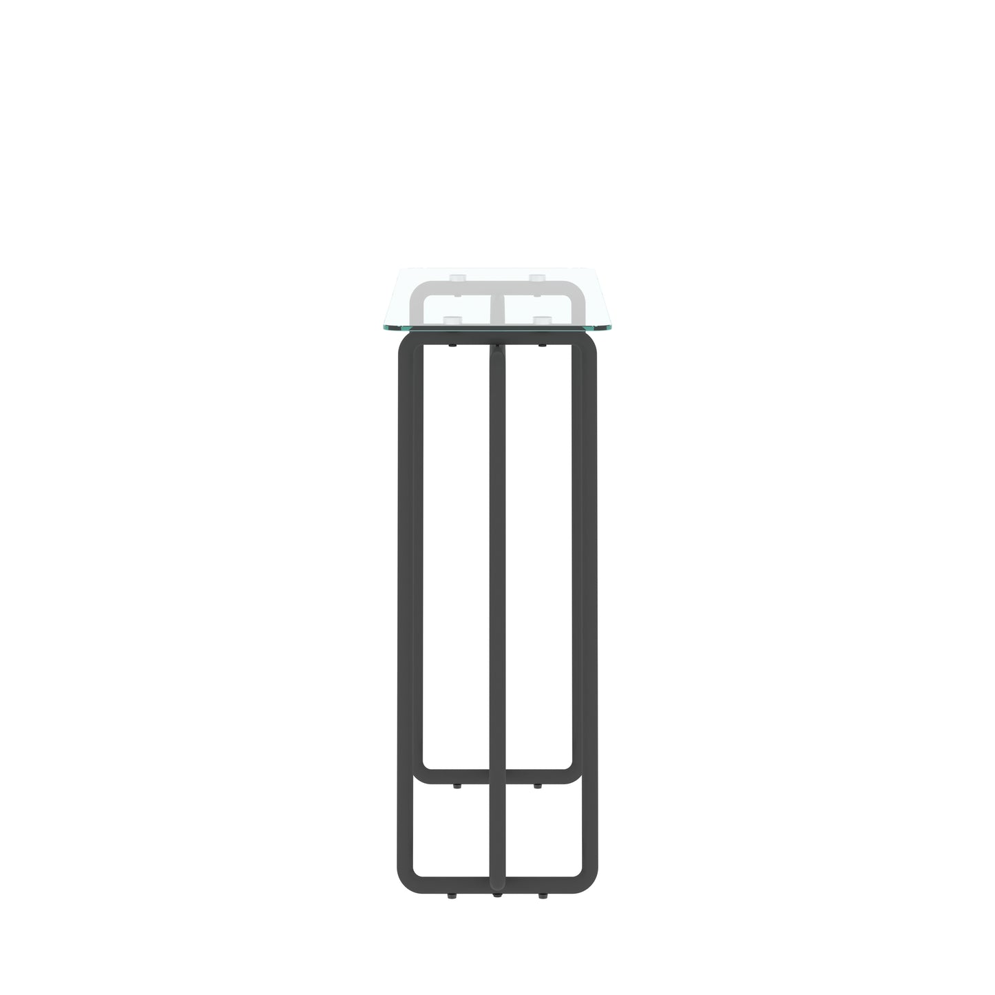 Single Layer Tempered Glass Rectangular Porch Table - Black Leg, Double Tempered Glass Tea Table, Transparent