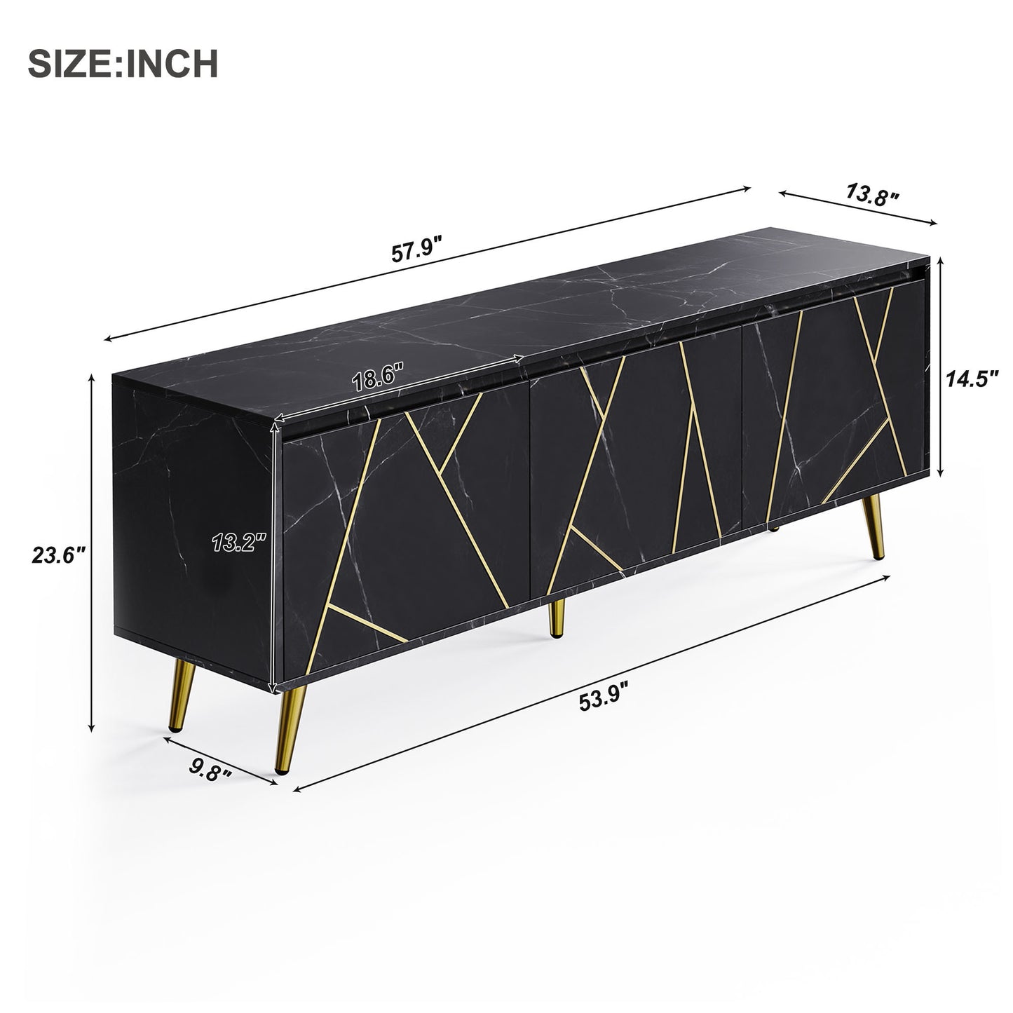 Modern TV Stand for 65" TV, Media Console Table, Entertainment Center with Large Storage Cabinet - Stylish and Functional Furniture for Living Room or Bedroom, Black