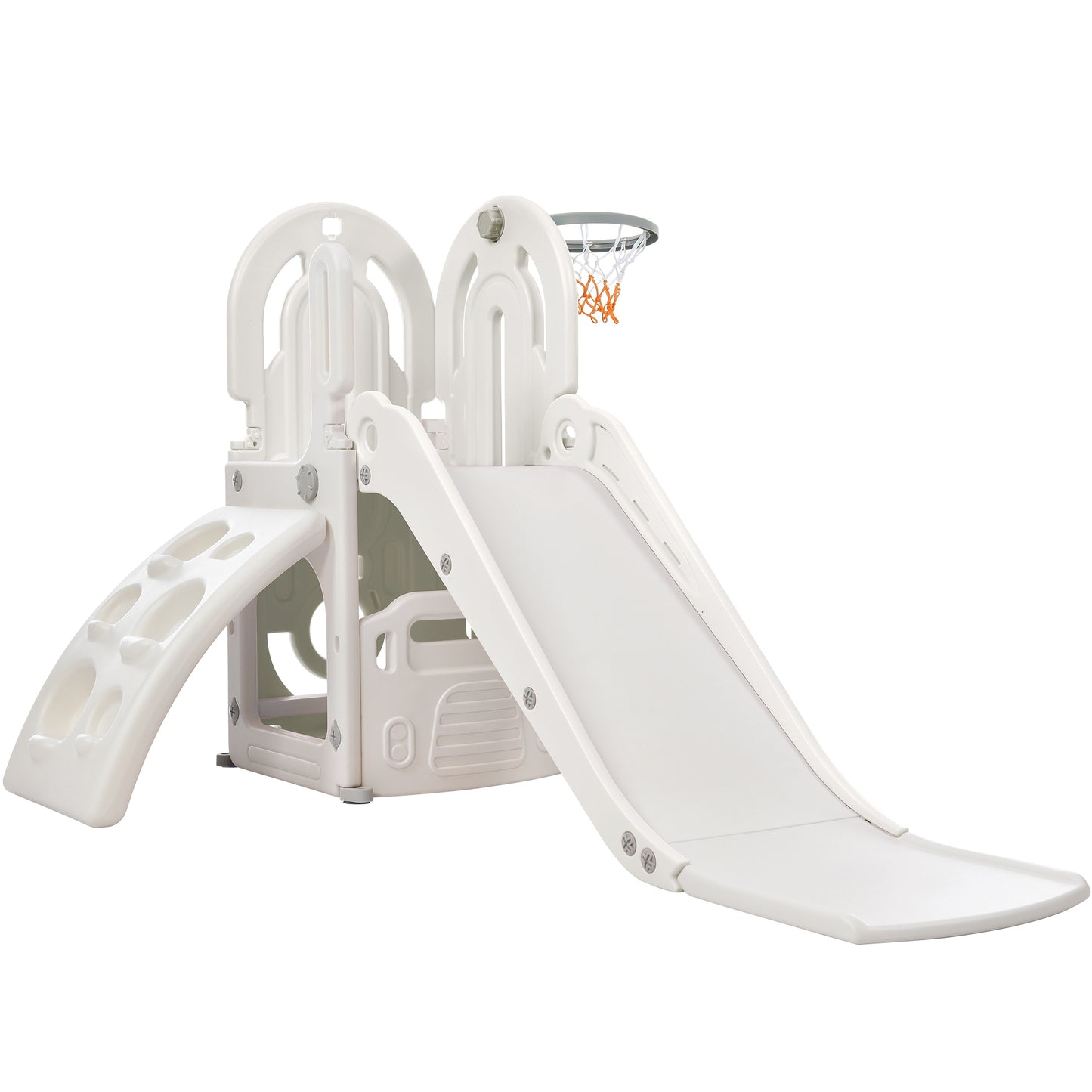 Toddler Climber and Slide Set 4 in 1: Playground Climber Freestanding Slide Playset with Basketball Hoop for Babies, Indoor & Outdoor Use