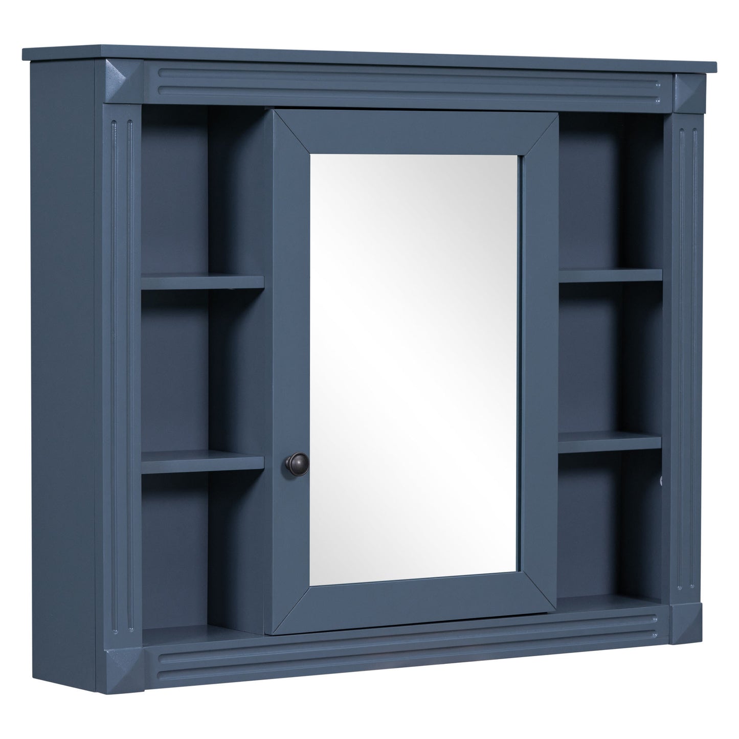 36'' Bathroom Vanity with Top Sink - Royal Blue Mirror Cabinet, Modern Storage Cabinet with 2 Doors and 2 Drawers - Single Sink Vanity