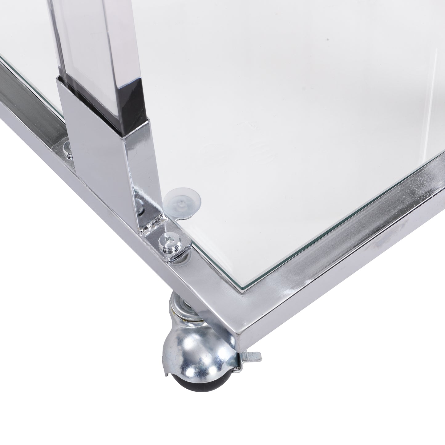 Chrome Glass Side Table - Acrylic End Table with Metal Base for Living Room, Bedroom, Balcony Home and Office - Glass Top C Shape Square Table - Stylish and Functional Furniture - Multiple Colors and Sizes Available