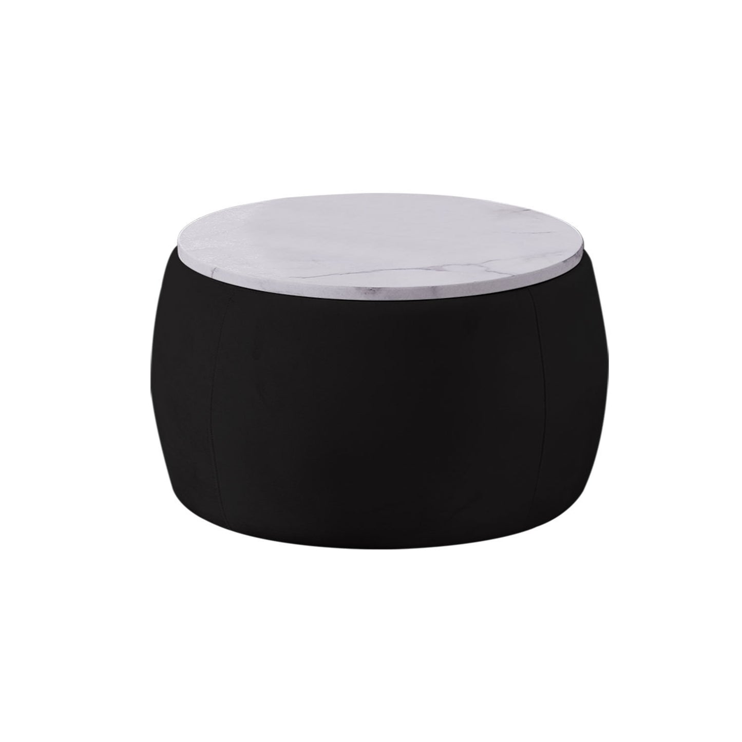 Round Ottoman with Storage - Coffee Table, Foot Rest, Footstool, End Table - Reversible Lid Tray, Black