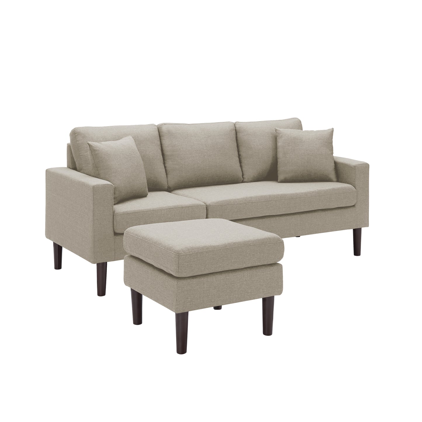 72" Sectional Sofa Left Hand Facing with 2 Pillows, Beige Fabric: Comfortable and Stylish Addition to Any Living Space