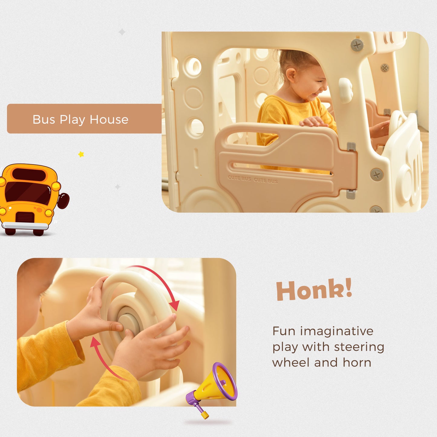 Kids Swing-N-Slide: Freestanding Bus Toy with Slide & Swing for Toddlers | Basketball Hoop | Fun Bus Play Structure