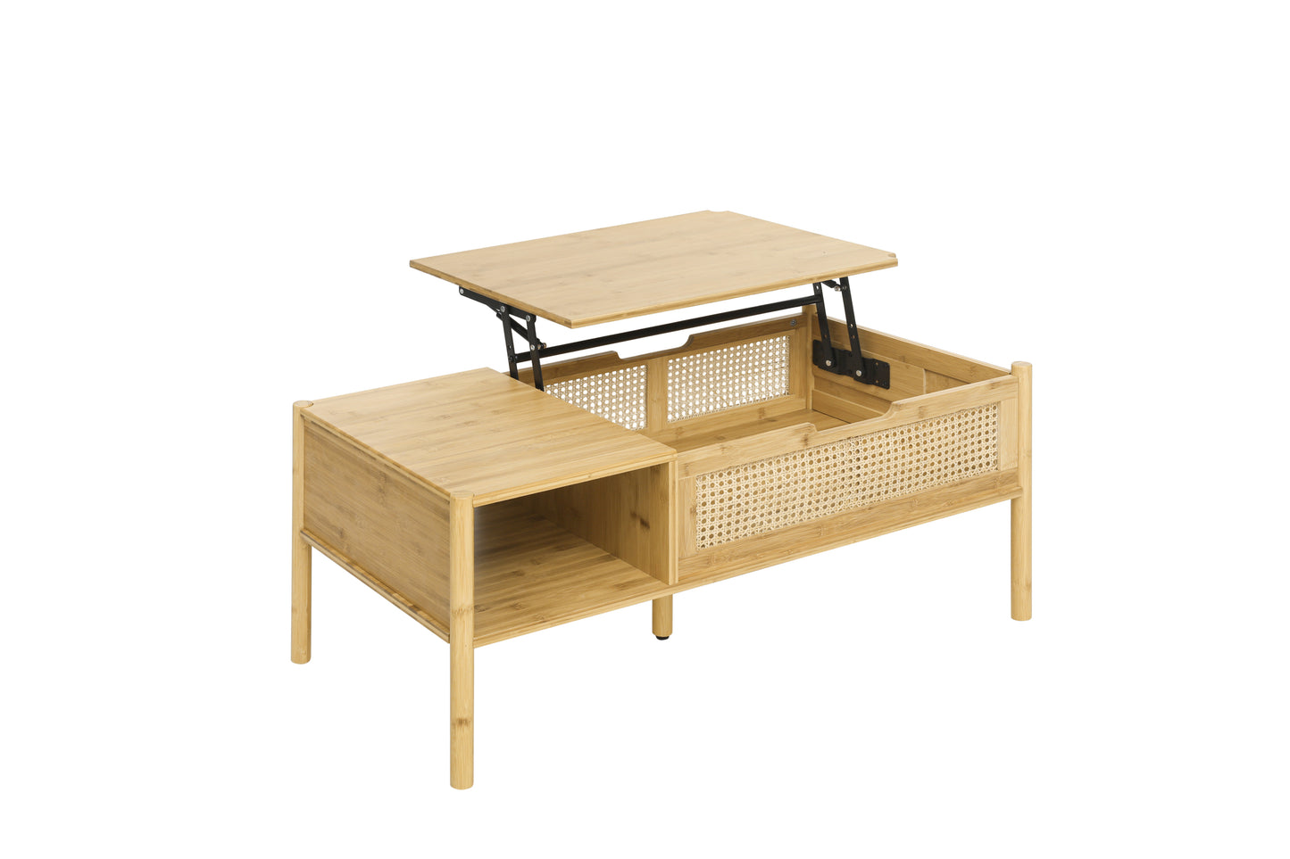 Coffee Table, Top Lifting, Natural Bamboo and Rattan - Ideal for Living Room Décor with Elegant Design, Durable Construction, and Convenient Storage Space - Available in Multiple Sizes and Earthy Tones