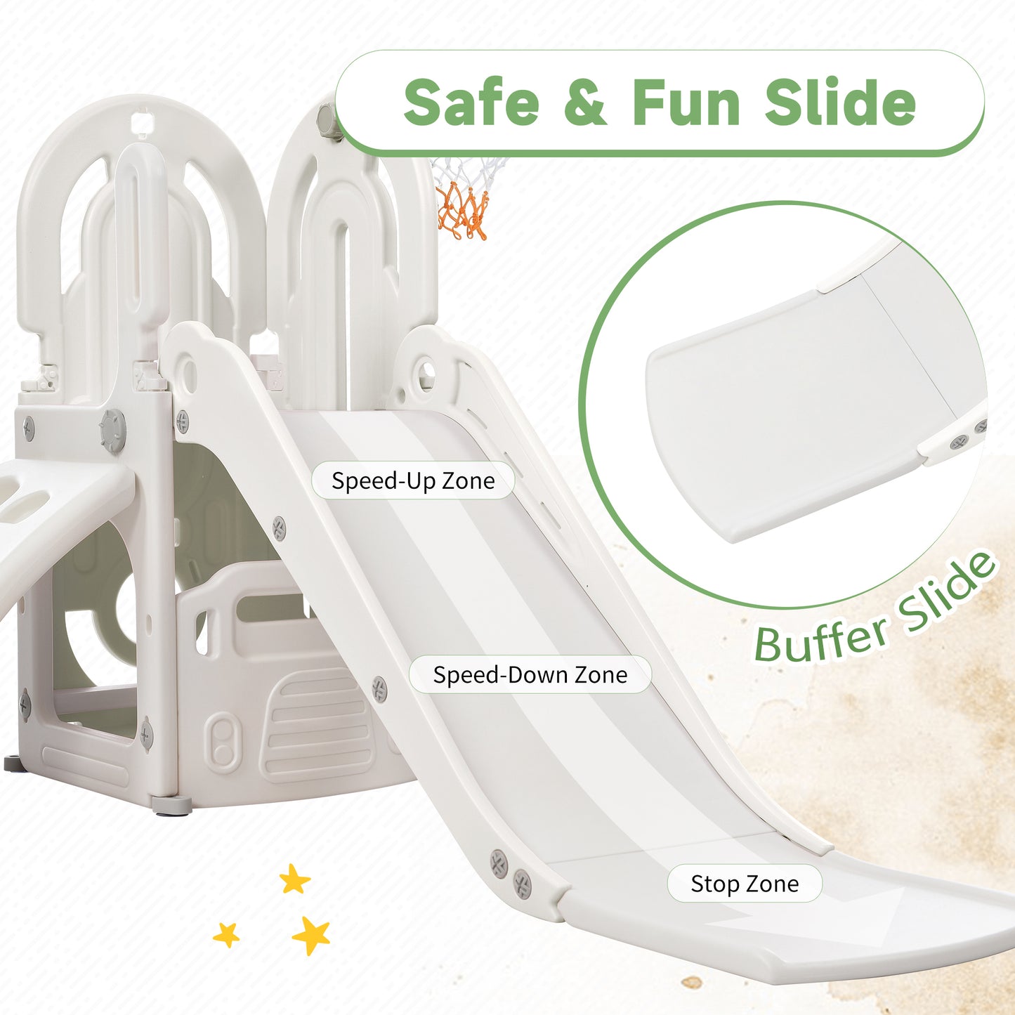 Toddler Climber and Slide Set 4 in 1: Playground Climber Freestanding Slide Playset with Basketball Hoop for Babies, Indoor & Outdoor Use