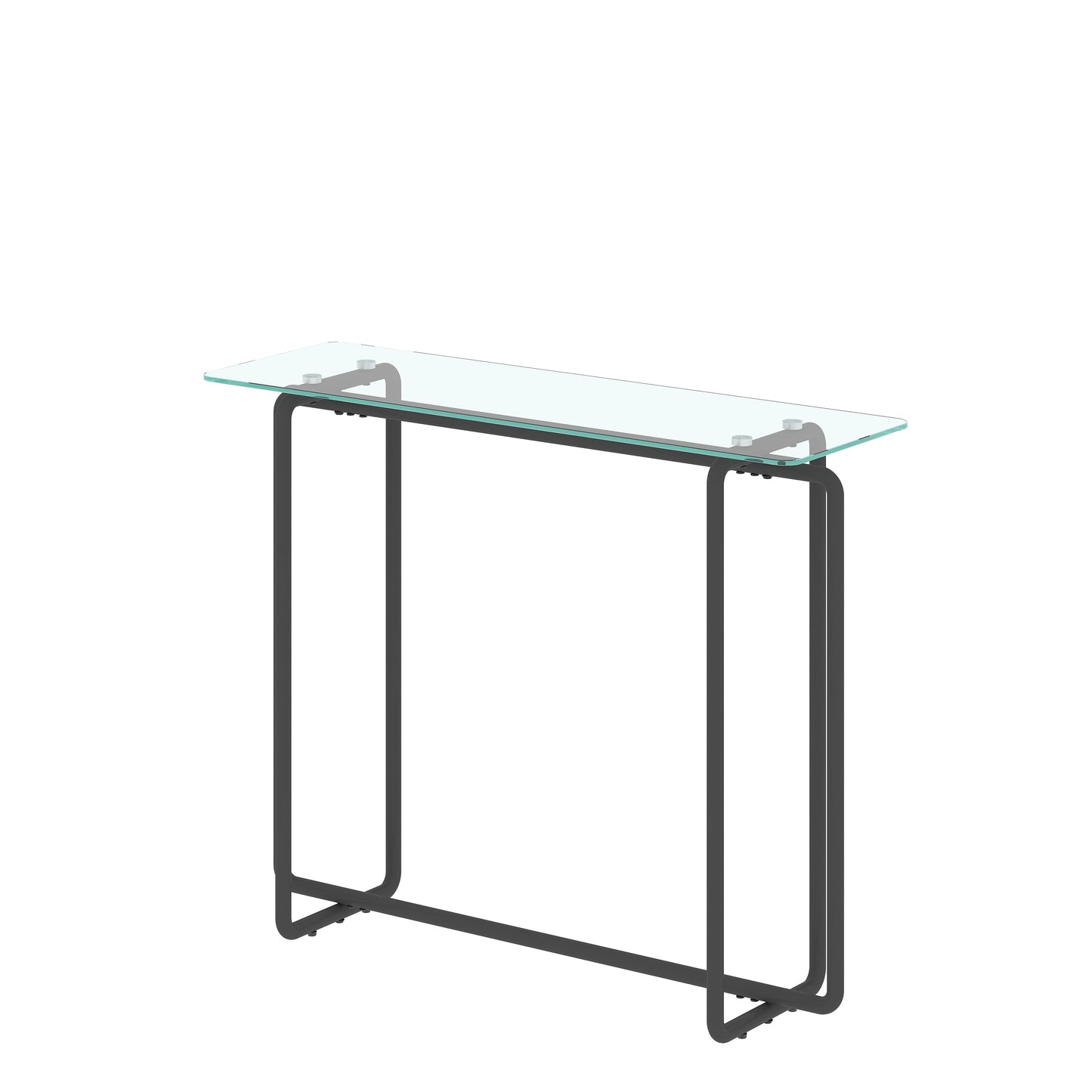 Single Layer Tempered Glass Rectangular Porch Table - Black Leg, Double Tempered Glass Tea Table, Transparent