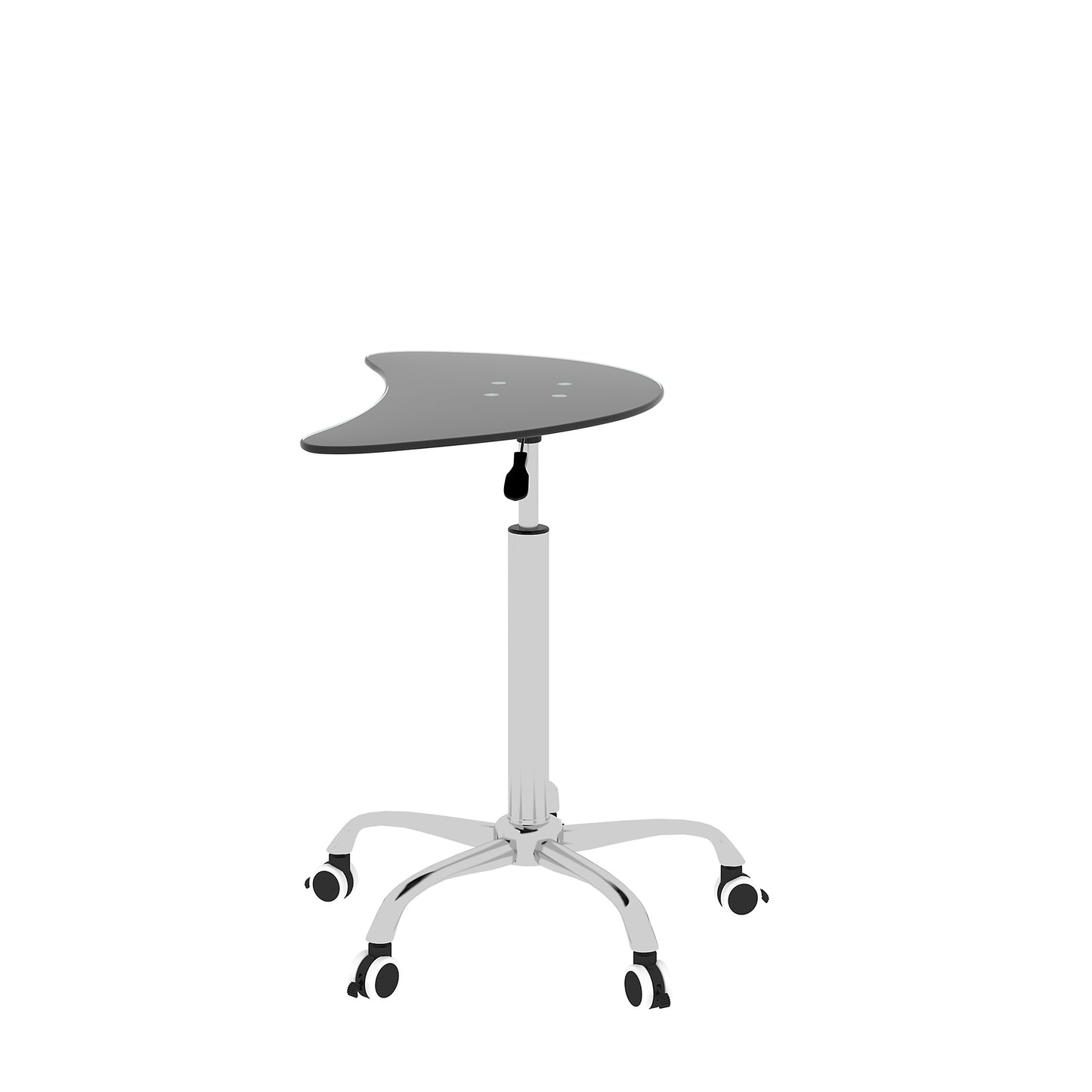 Adjustable Height Black Tempered Glass Table Desk with Lockable Wheels | Adjustable Range 24.2" to 32.7"