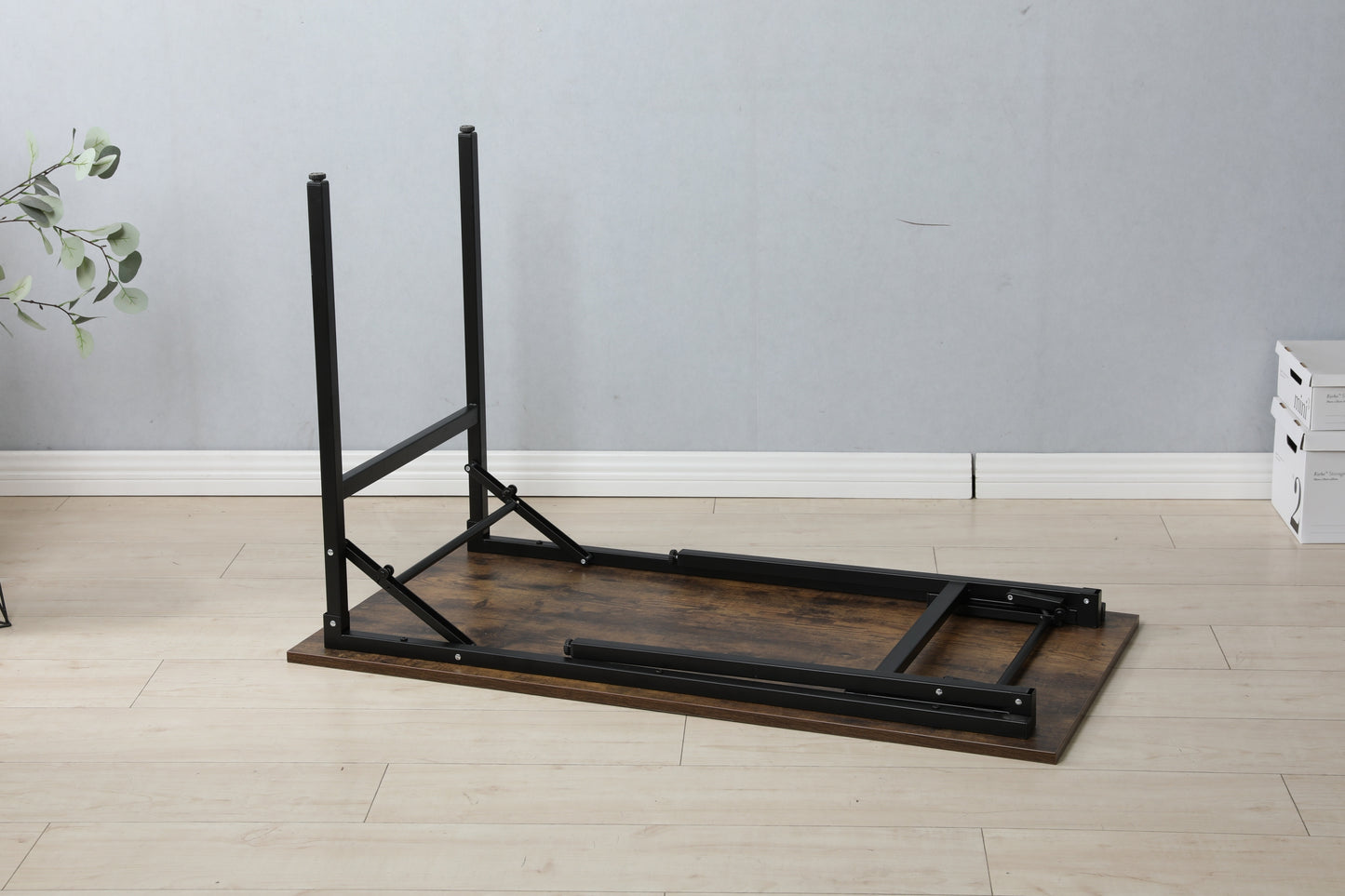 Folding Table Desk: Black, 47x24 Inches, Computer Workstation - No Installation Required