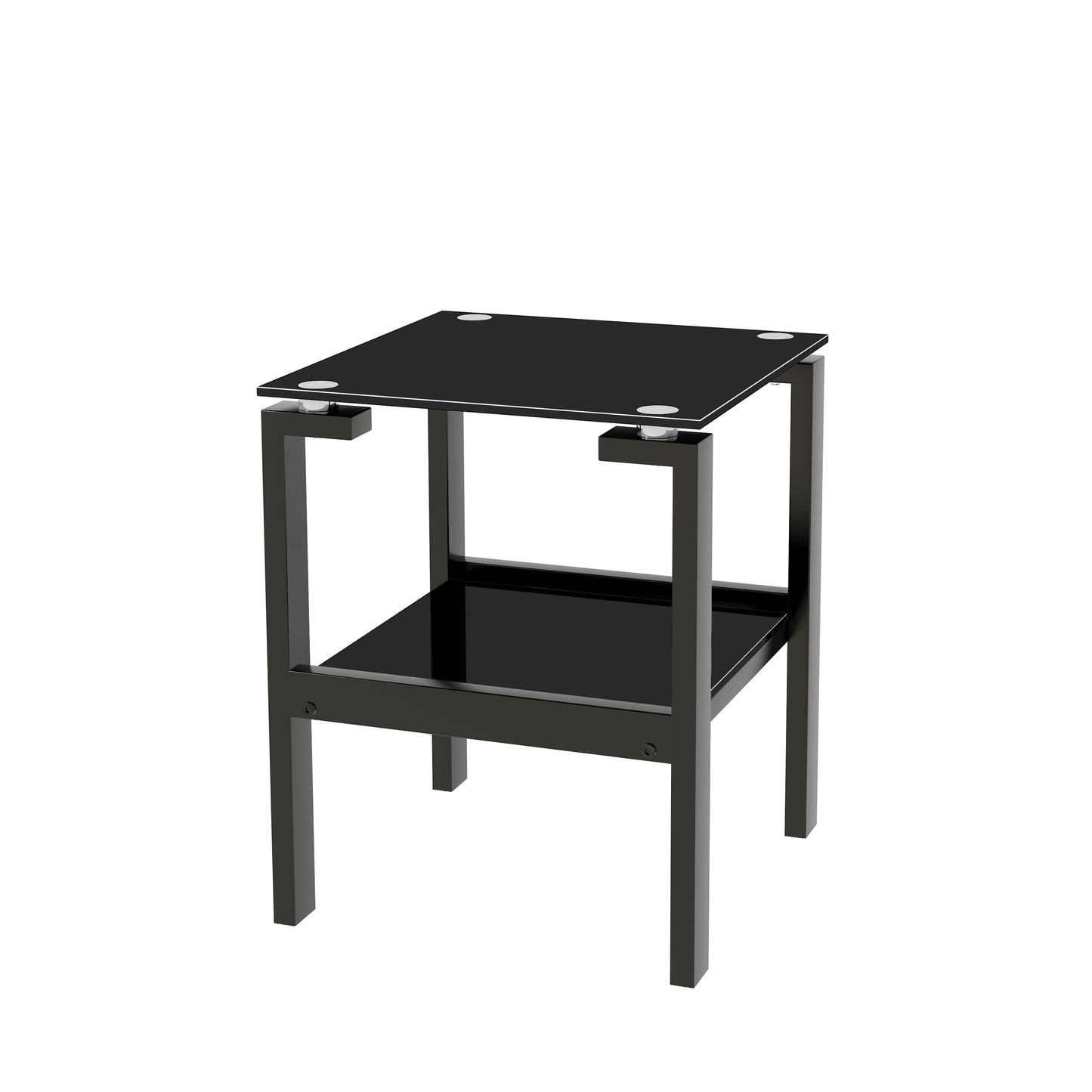 2-Piece Modern Night Stand & Sofa Table: Black Glass Clear Side & End Table with Sleek Design - Perfect for Any Room Décor