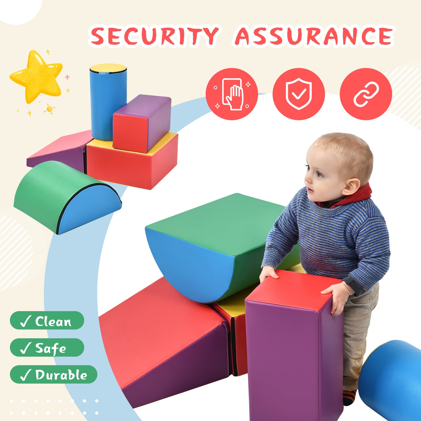 Soft Climb and Crawl Foam Playset - Safe Foam Nugget Shapes Block for Infants, Preschools, Toddlers, Kids Crawling and Climbing Indoor Play Structure