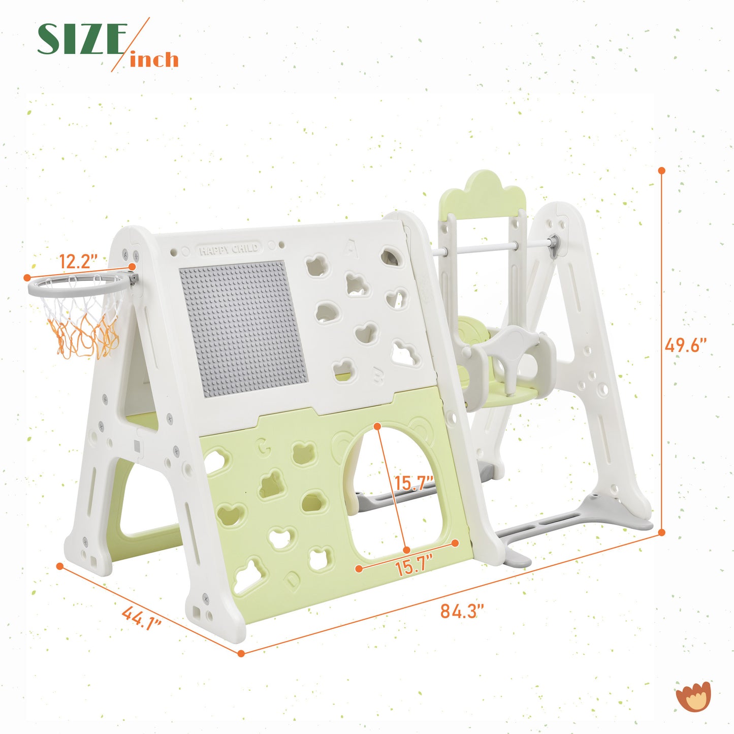6-in-1 Toddler Climber and Swing Set - Kids Playground Climber Swing Playset with Tunnel, Whiteboard, Blocks, Hoop - Ideal for Babies - Indoor/Outdoor Play - White