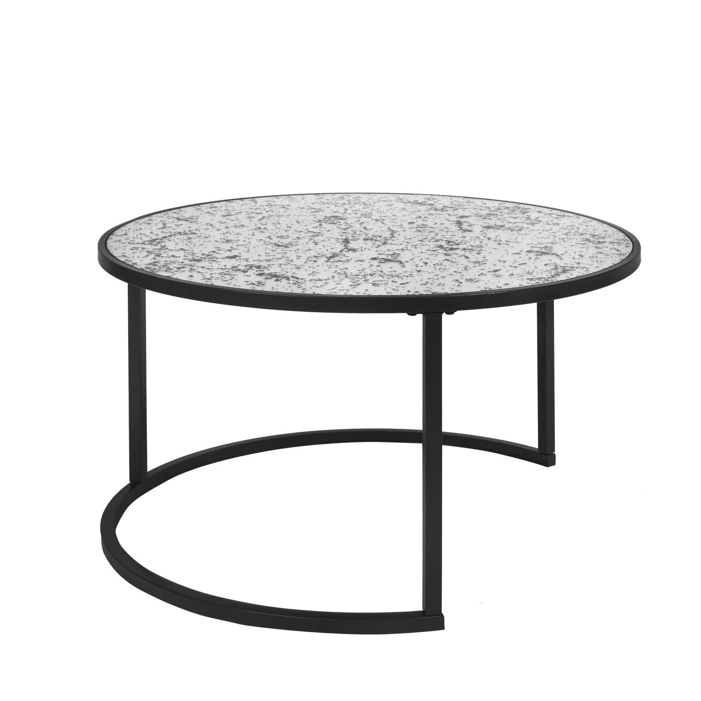 Round Coffee Table Set of 2 Metal Frame & Glass Top End Tables for Living Room Bedroom, Nesting Tables - Stylish & Functional Furniture