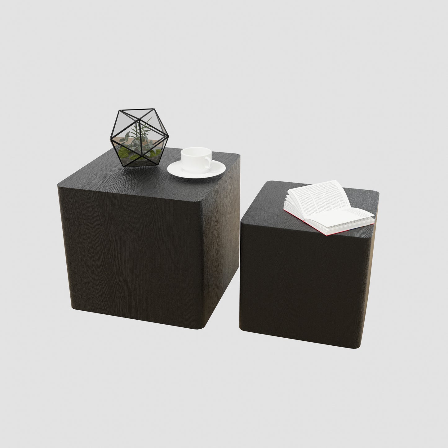MDF Nesting Table/Side Table/Coffee Table/End Table for Living Room, Office, Bedroom - Black, Versatile Furniture with Space-Saving Design, Stylish and Functional Décor Addition