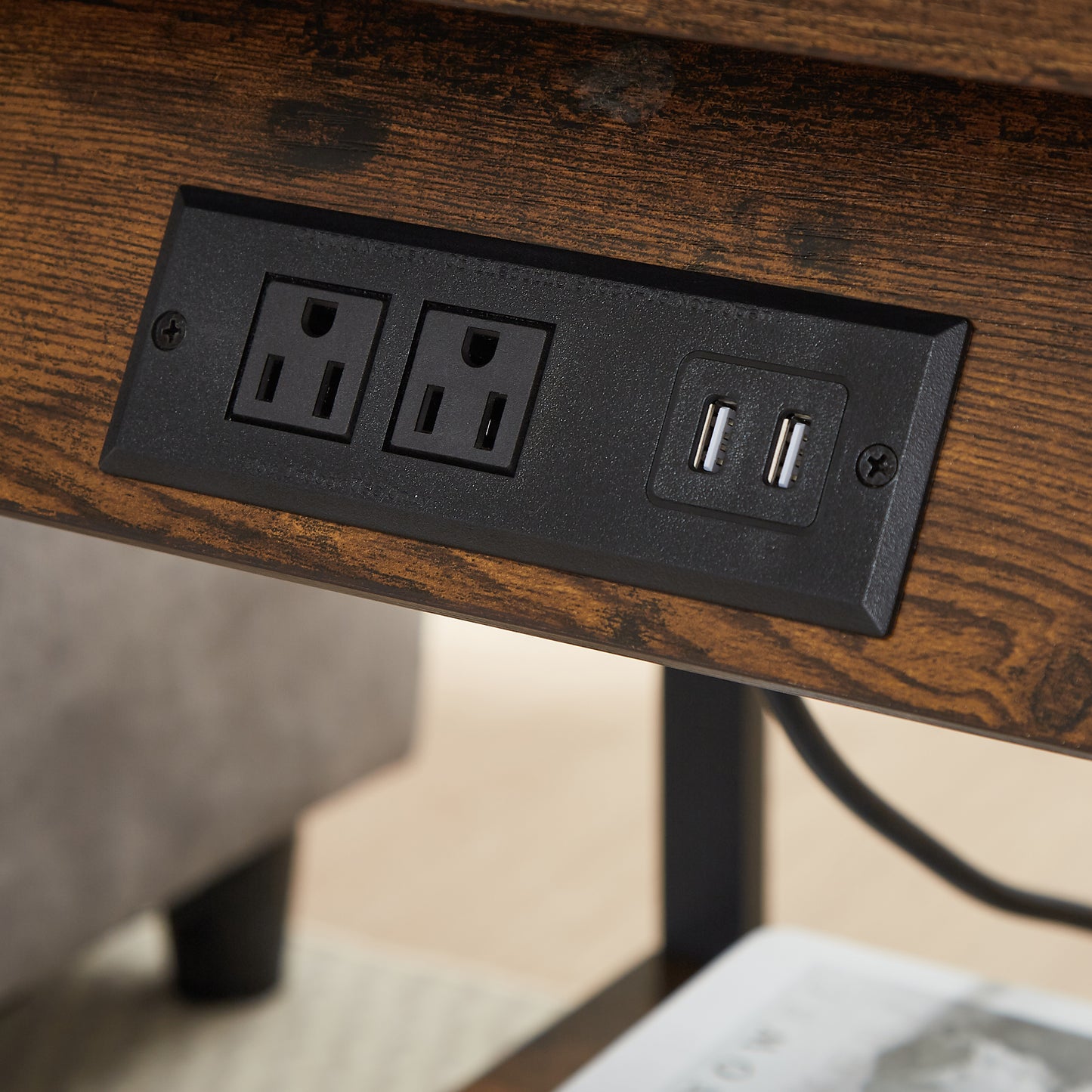 Side Table with Charging Station, Set of 2 End Tables with USB Ports and Sockets, Bedside Tables in Living Room, Bedroom, Rustic Brown, 17.32'' W x 17.32'' D x 21.65'' H