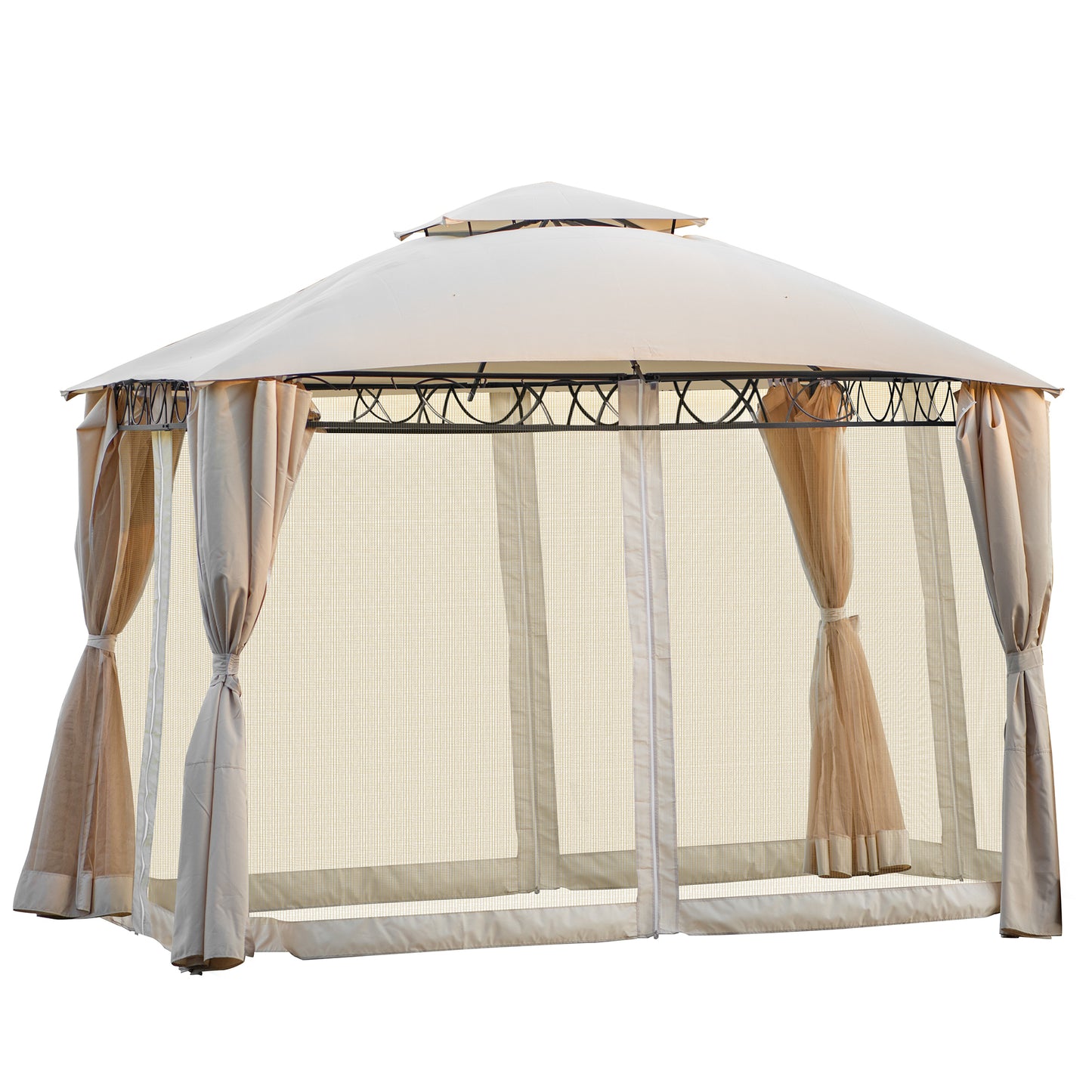 Double Tiered Grill Canopy: Outdoor BBQ Gazebo Tent with UV Protection, Beige - U_STYLE (VIDEO)