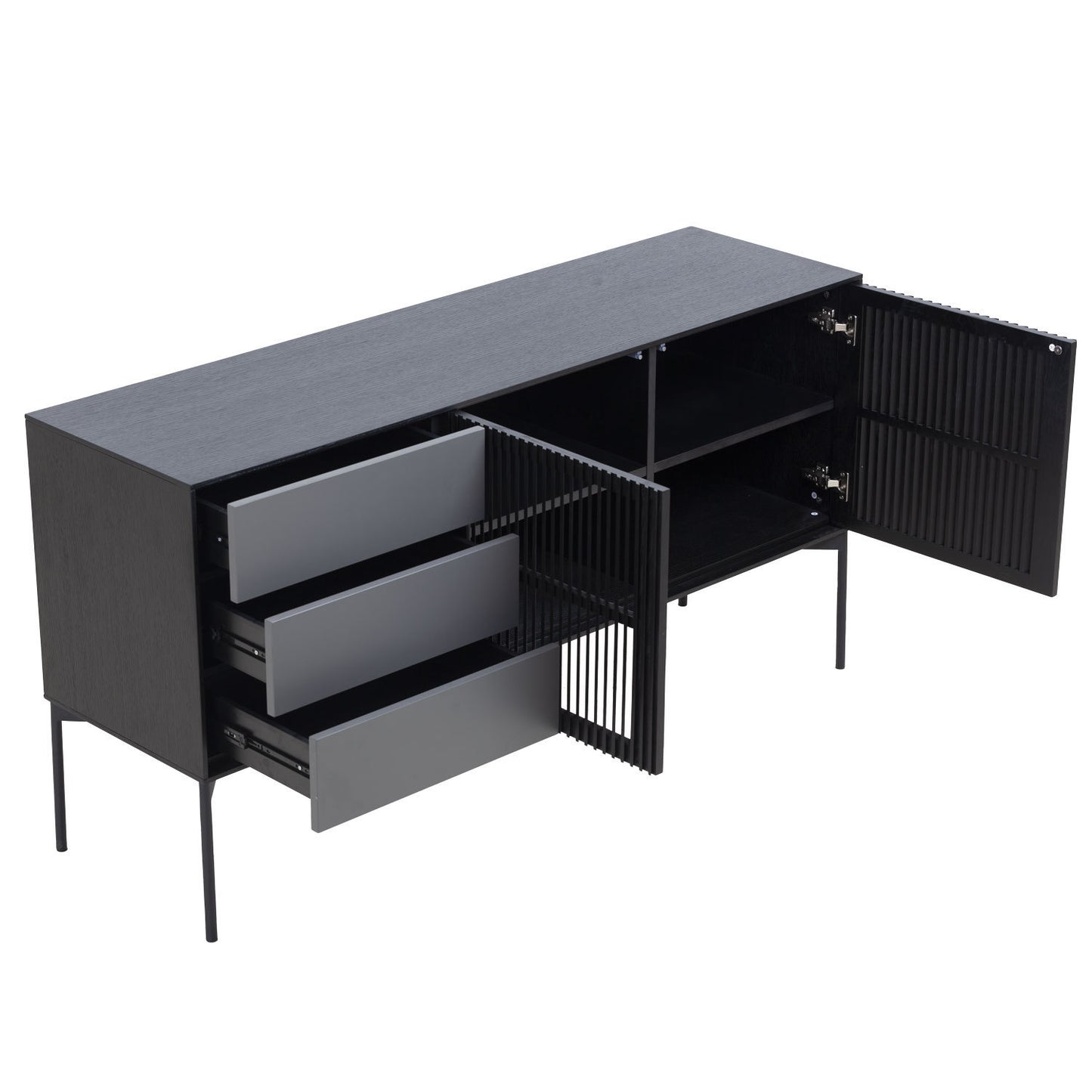 Mid Century Sideboard Cabinet Buffet Table Kitchen Storage Coffee Bar Cabinet 62.4" for Home Kitchen, Dining Room, Livingroom - Ample Storage, Stylish Design, Versatile Size