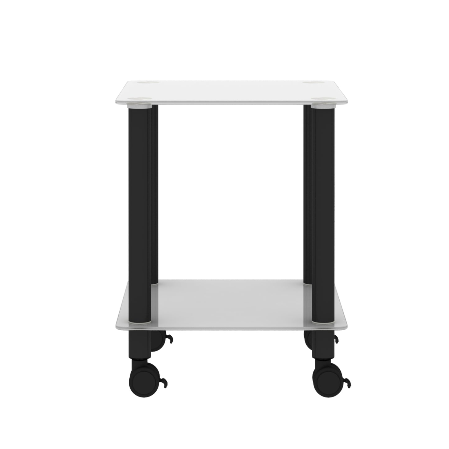 1-Piece White+Black Side Table, 2-Tier Space End Table, Modern Night Stand, Sofa Table with Storage Shelf - Stylish and Functional Furniture for Living Room, Bedroom, or Office