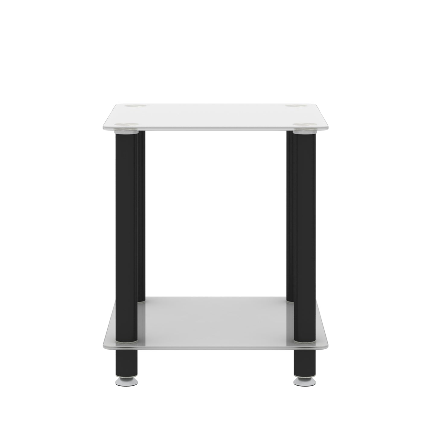 1-Piece White+Black Side Table, 2-Tier Space End Table, Modern Night Stand, Sofa Table with Storage Shelf - Stylish and Functional Furniture for Living Room, Bedroom, or Office