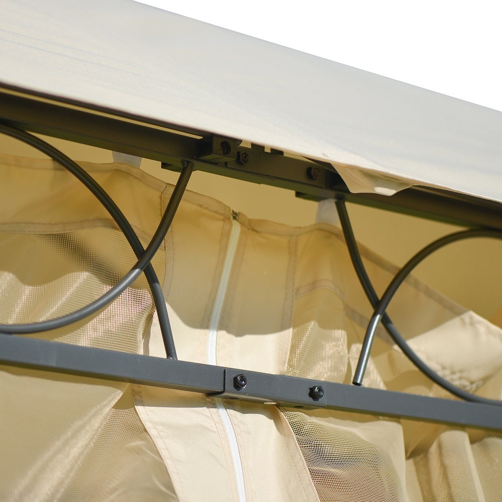 Double Tiered Grill Canopy: Outdoor BBQ Gazebo Tent with UV Protection, Beige - U_STYLE (VIDEO)