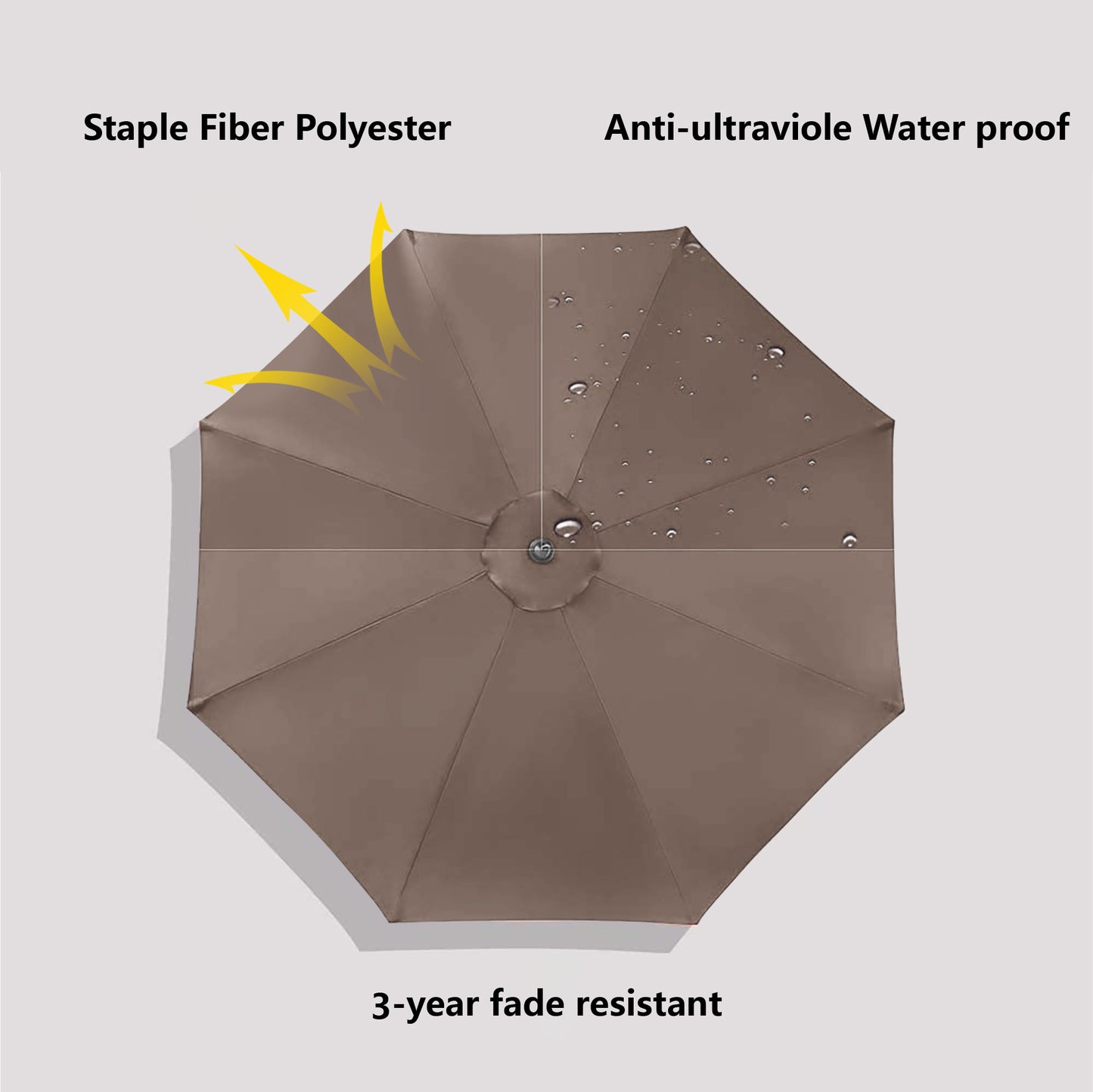 10 FT Solar LED Patio Outdoor Umbrella with 32 LED Lights - Dark Taupe