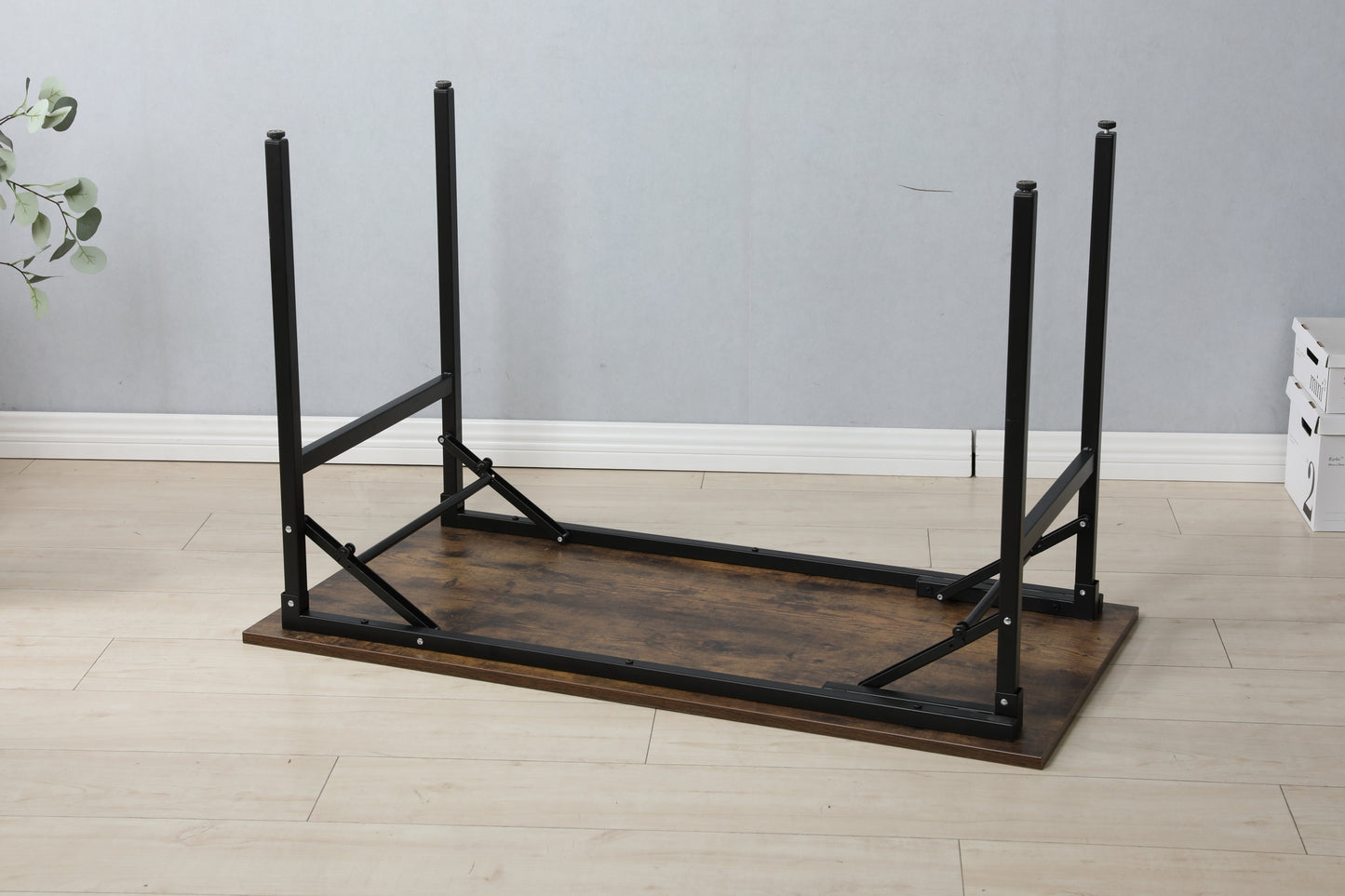 Folding Table Desk: Black, 47x24 Inches, Computer Workstation - No Installation Required