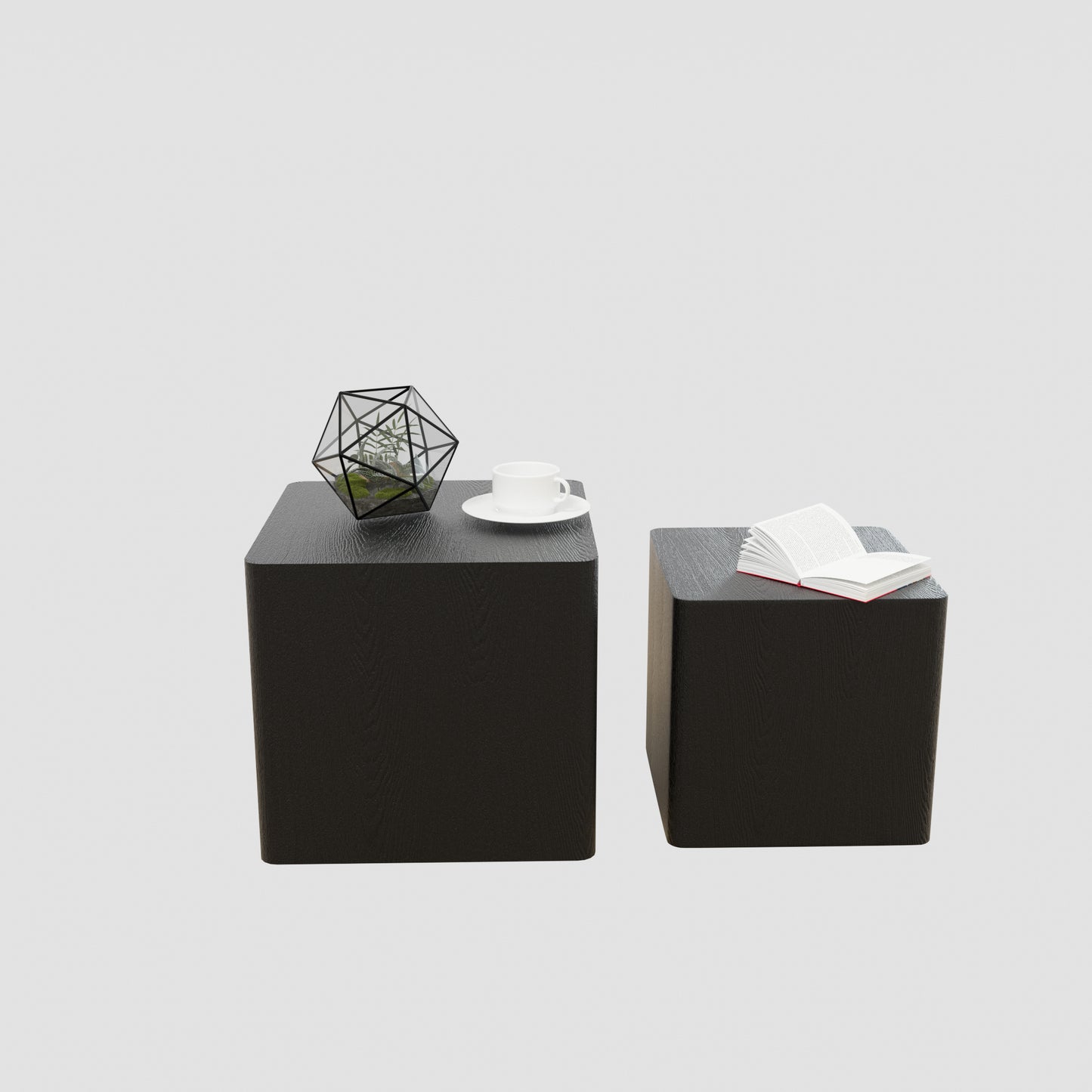 MDF Nesting Table/Side Table/Coffee Table/End Table for Living Room, Office, Bedroom - Black, Versatile Furniture with Space-Saving Design, Stylish and Functional Décor Addition