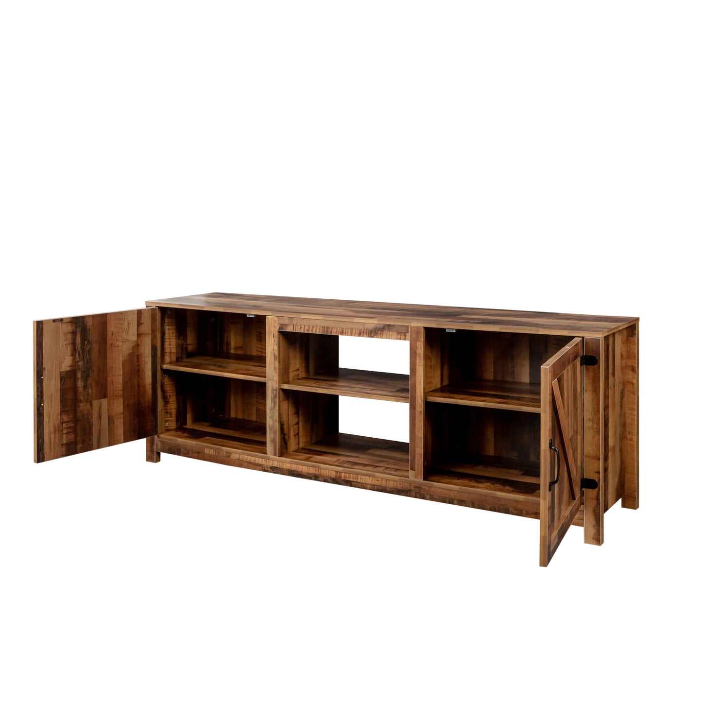 Farmhouse TV Stand,  Wood Entertainment Center Media Console with Storage