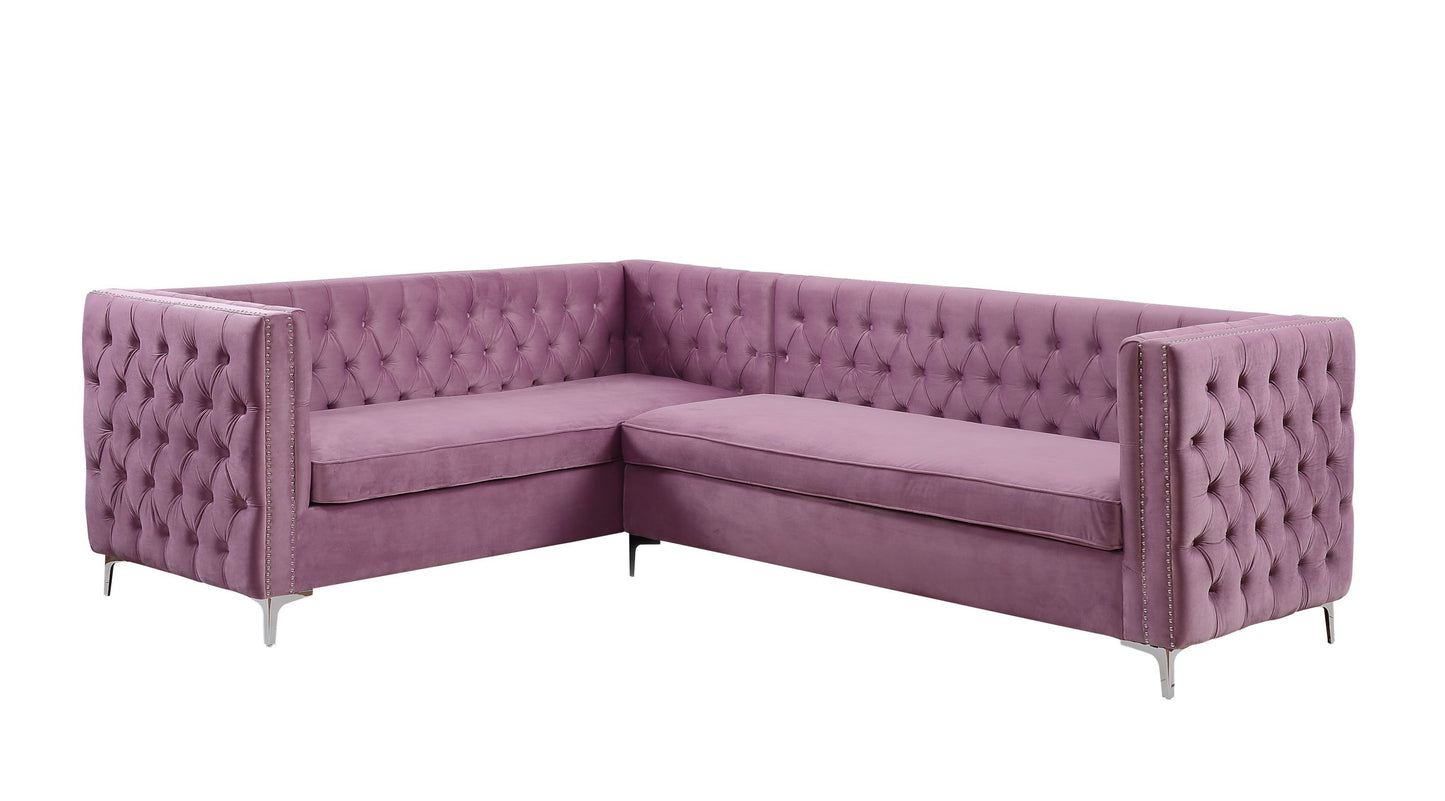 ACME Rhett Sectional Sofa: Purple Velvet, Luxurious and Spacious 55500