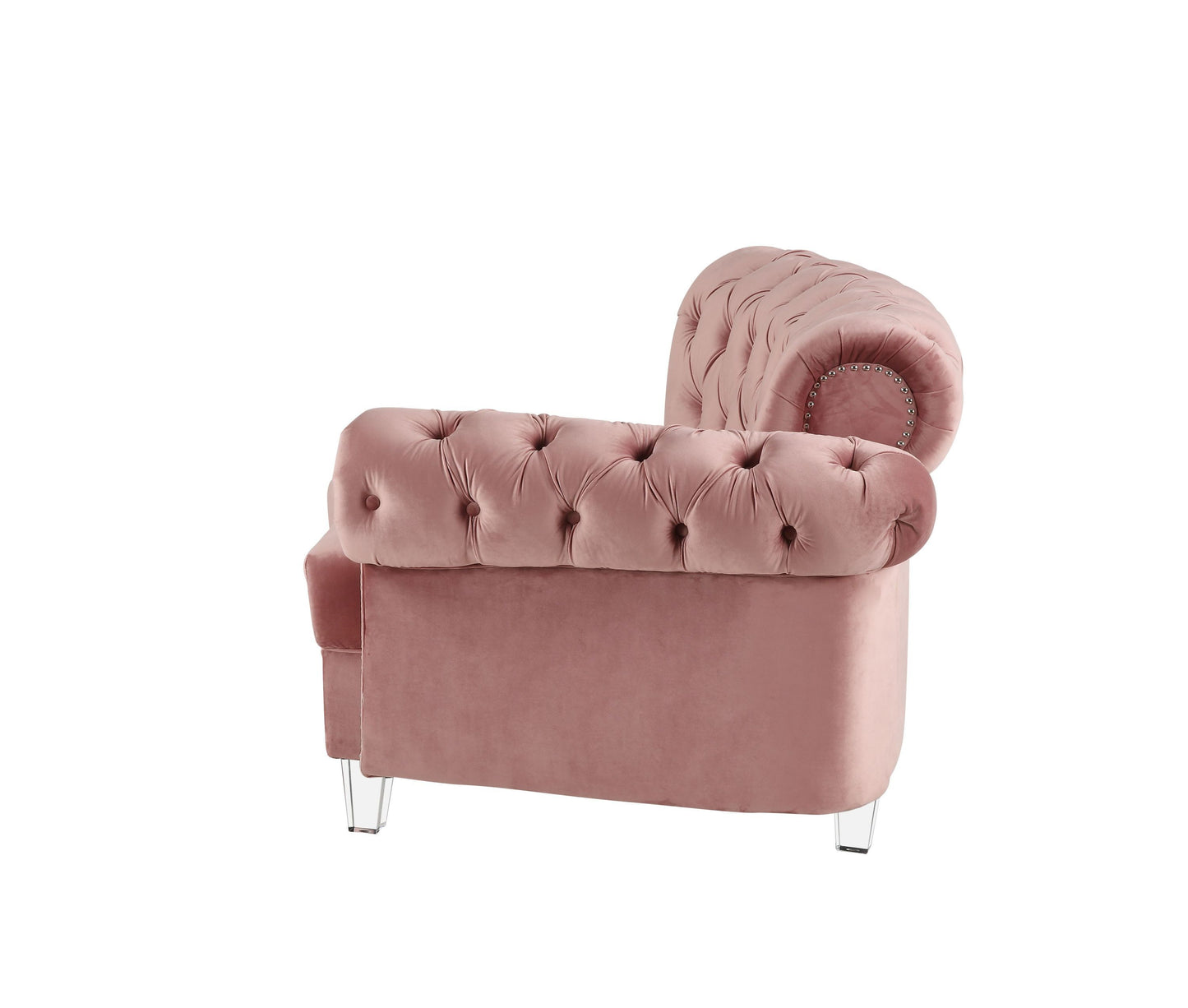 ACME Ninagold Sectional Sofa | Pink Velvet | 7 Pillows | 57360