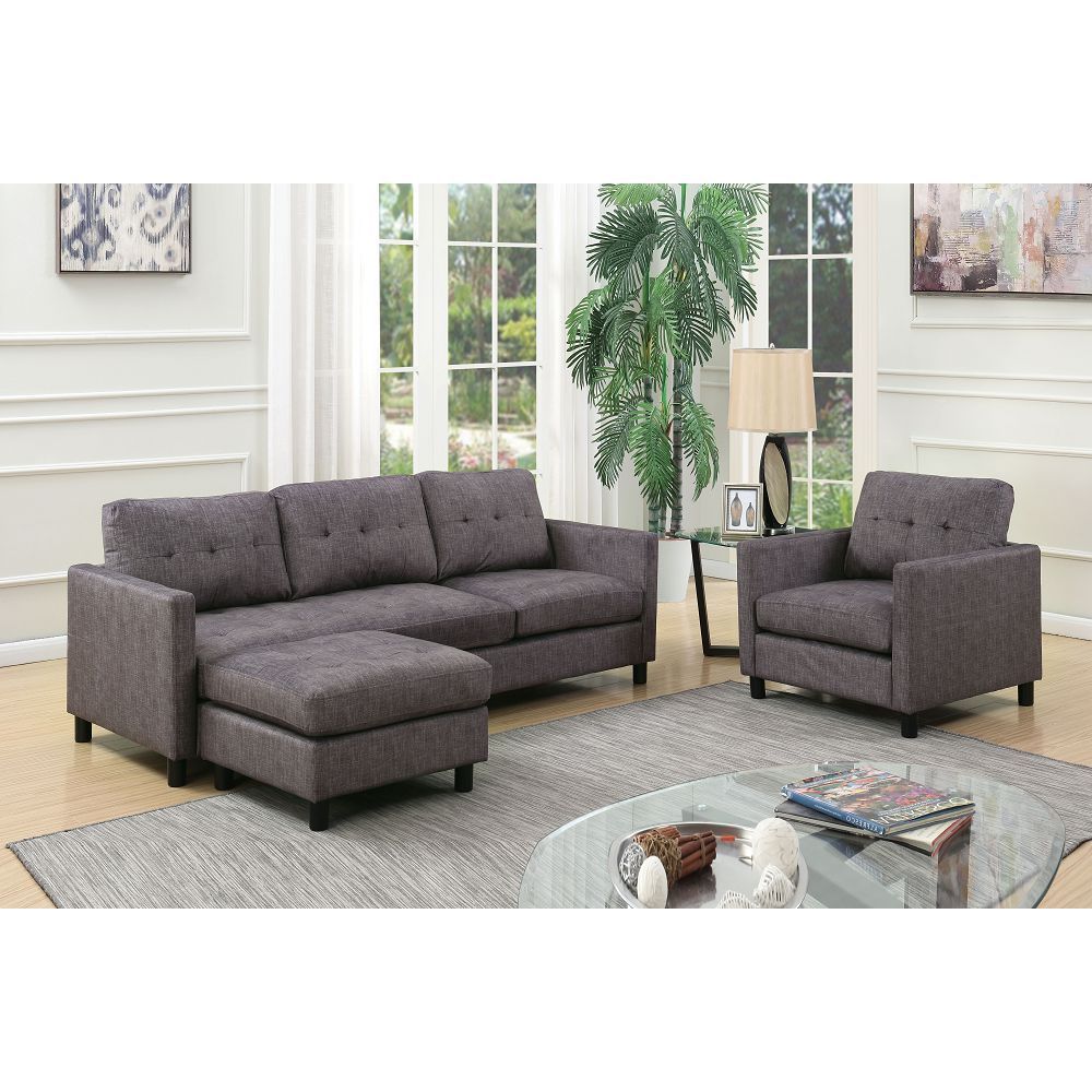 ACME Gray Fabric Caesar Sectional Sofa - Comfortable & Stylish Seating Solution for Your Home - 53315