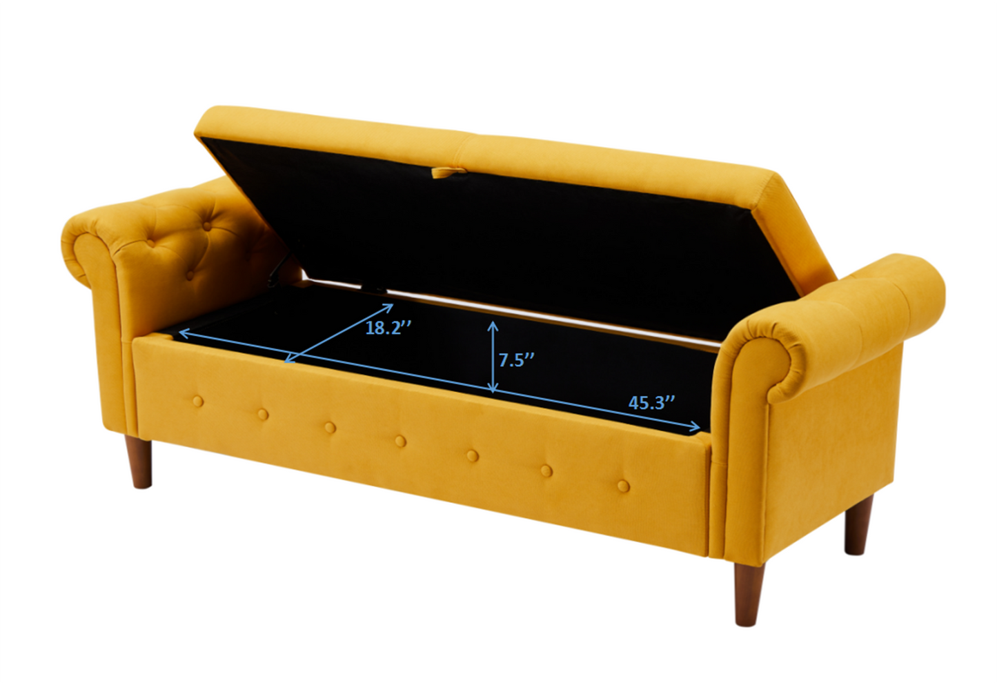 Yellow Multifunctional Storage Rectangular Sofa Stool: Versatile Furniture with Ample Storage Space, Vibrant Color, and Sleek Design