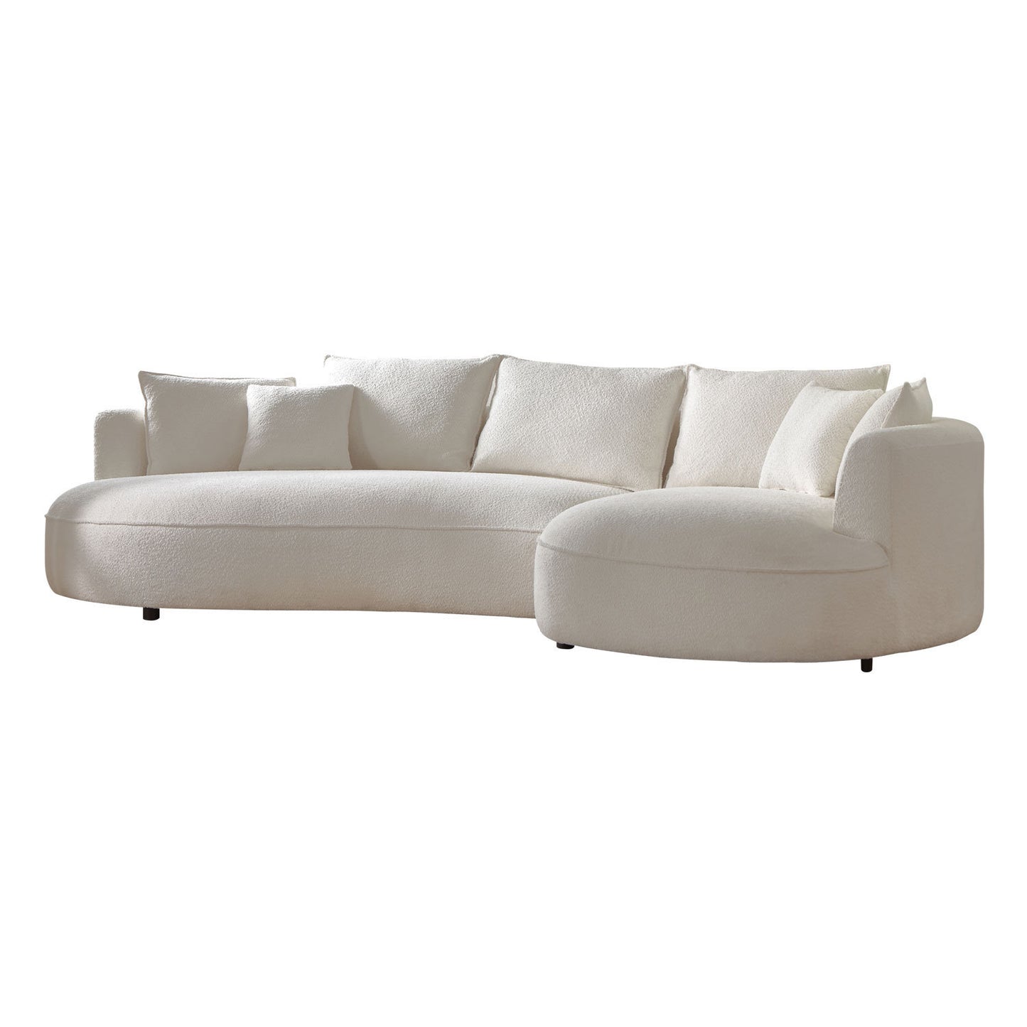 Curved Sofa with Ingenious Shape - Beige Upholstery, Stylish Design | Wayfair