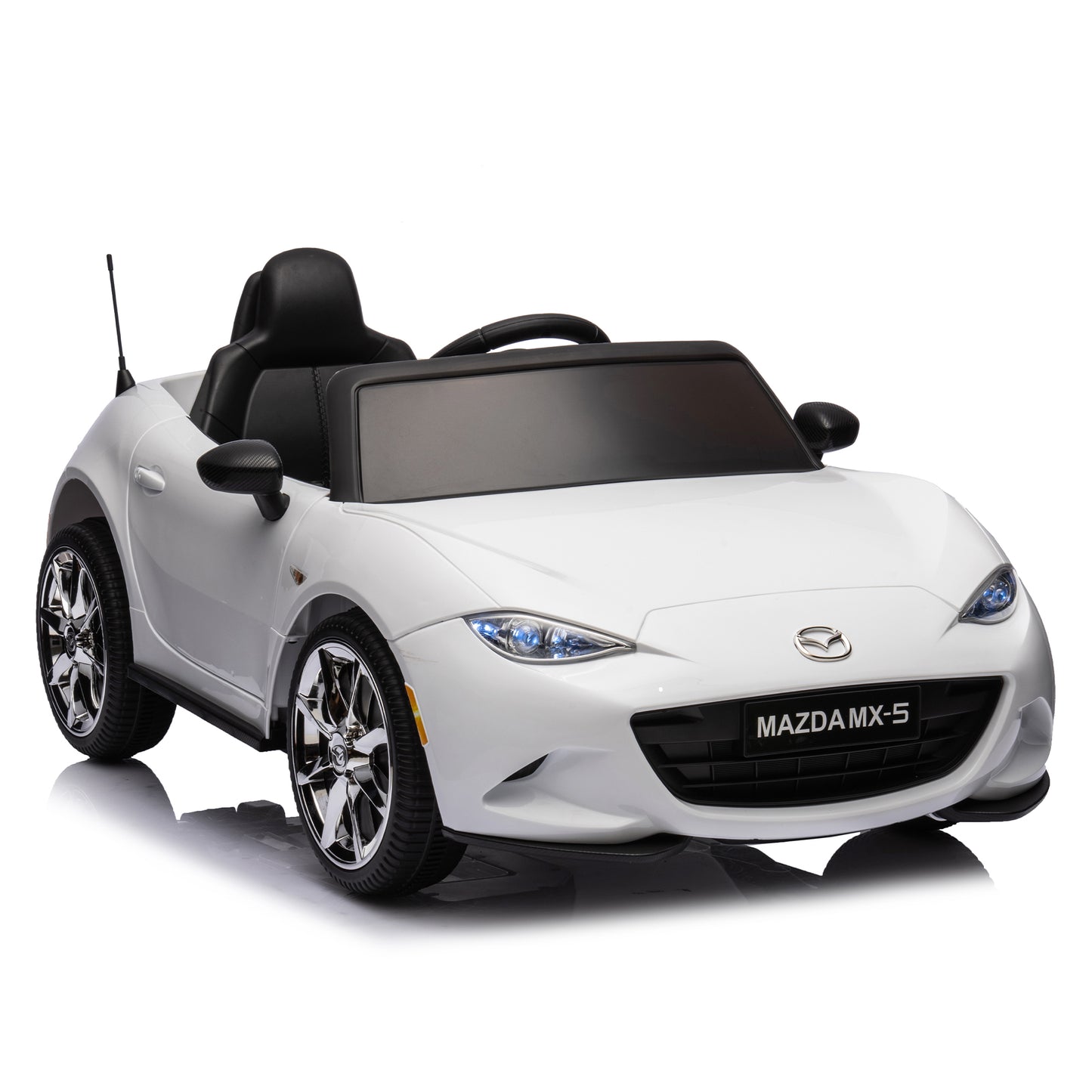 Licensed MAZDA MX-5 RF, 12V Kids Ride On Car - 2.4G Remote Control, Electric Car for Kids - 3 Speeds, Power Display, USB, MP3, Bluetooth - LED Light, Safety Belt - Blue/Red